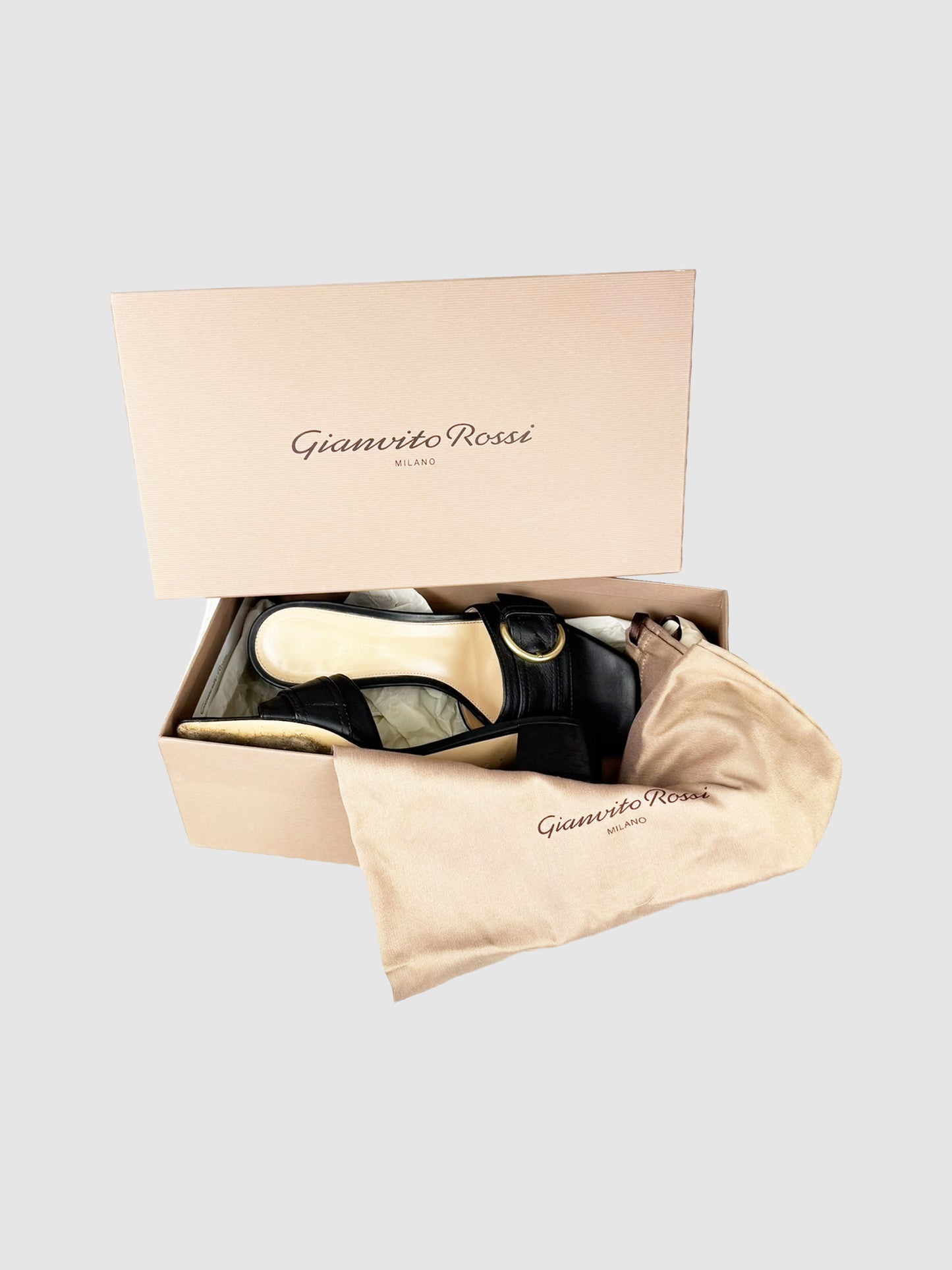 Buckle Leather Sandals - Size 37.5