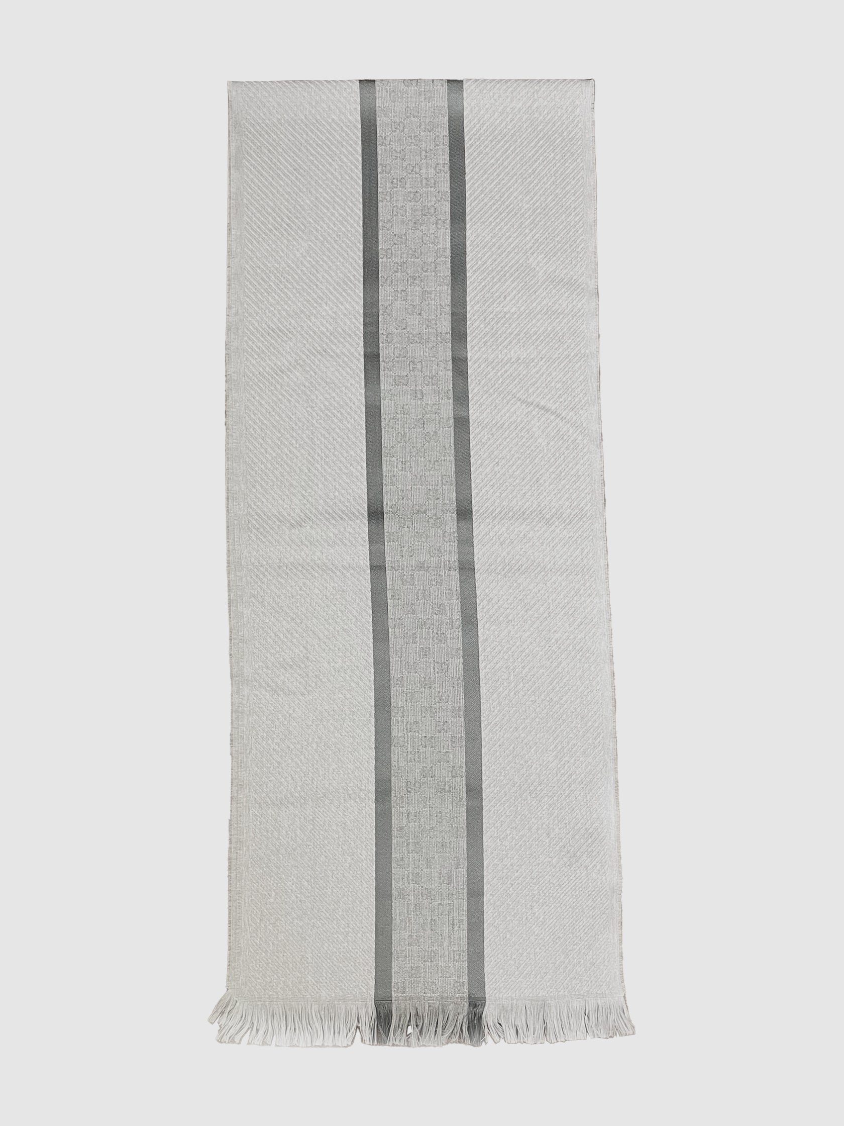 Stripe Scarf with Fringe Trim