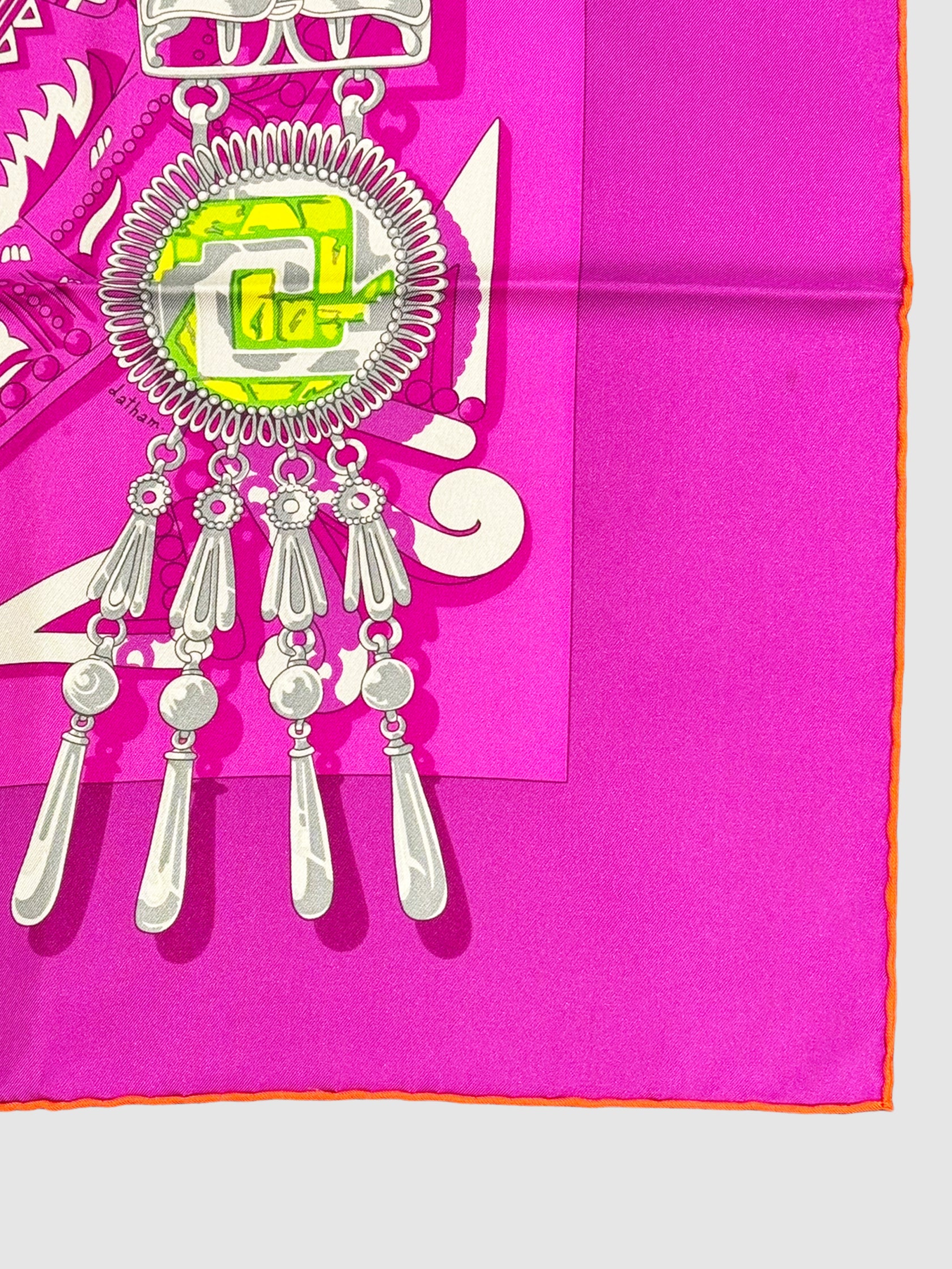 Hermès Mexique Fuchsia Silk Scarf Luxury Designer Resale Consignment Secondhand