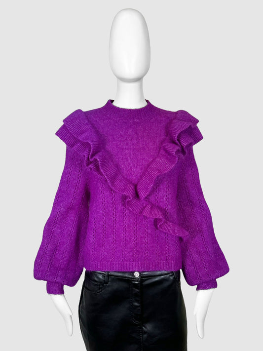 Knit Frill Sweater - Size XS