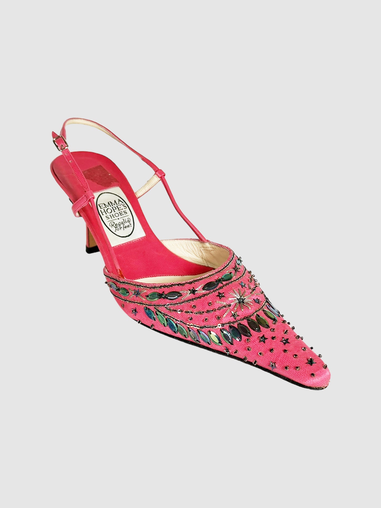 Emma Hope Pink Sequin Embellished Kitten Heels Vintage Event Consignment Secondhand