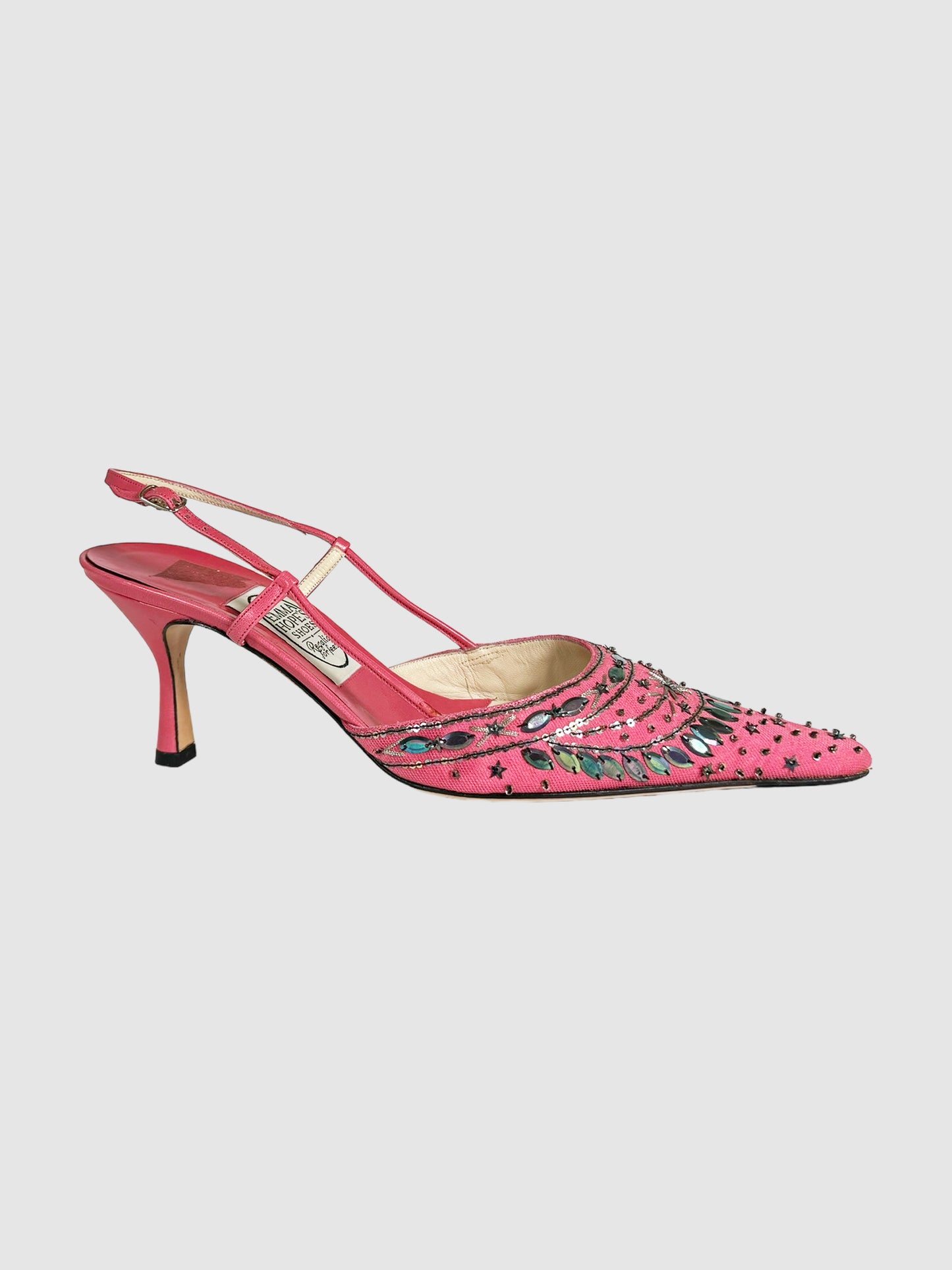 Emma Hope Pink Sequin Embellished Kitten Heels Vintage Event Consignment Secondhand
