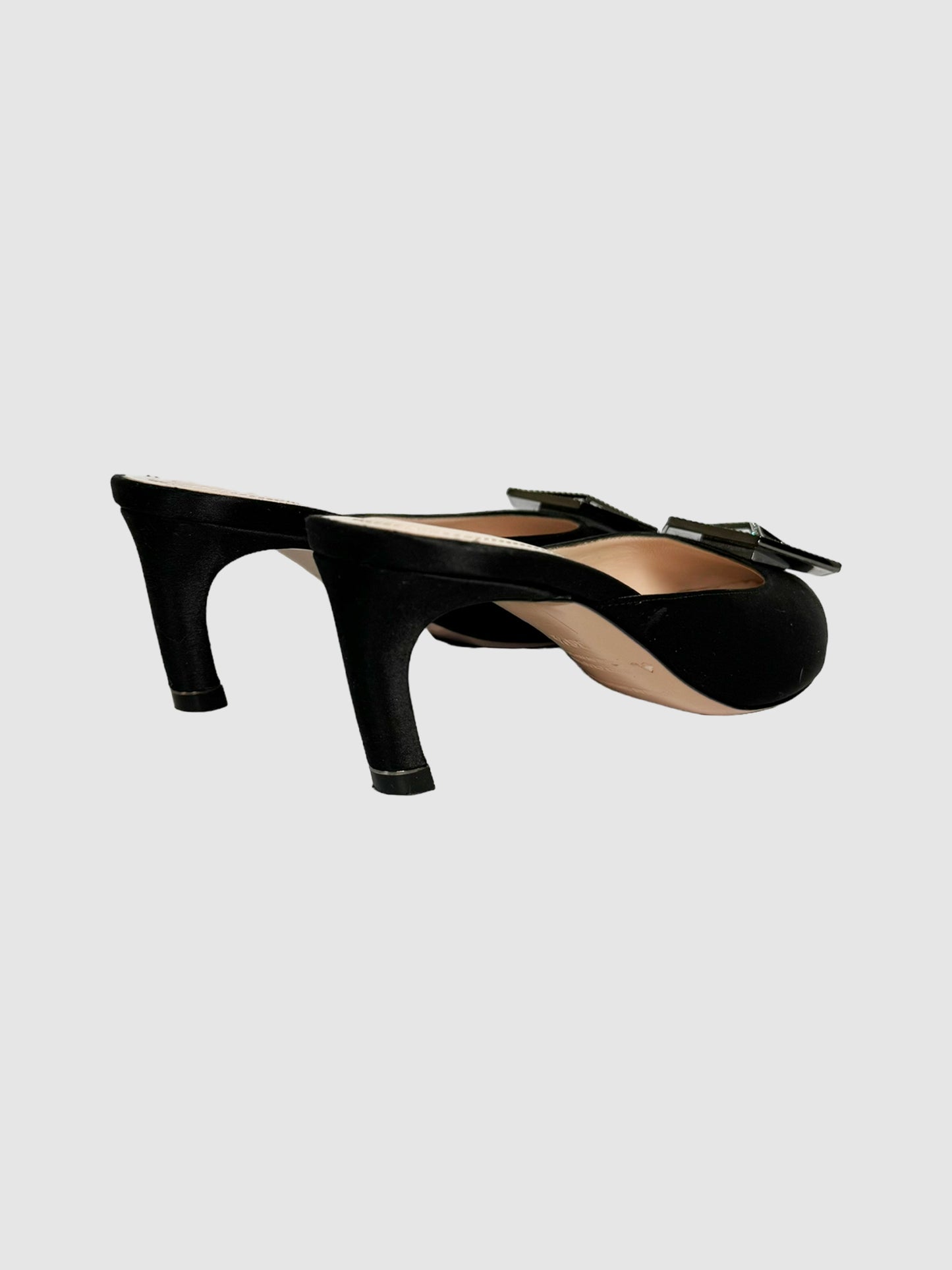 Satin Crystal Embellished Mules - Size 36.5