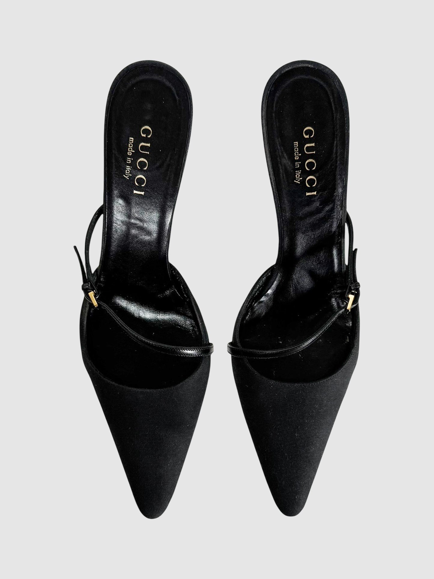 Buckle Canvas Mules