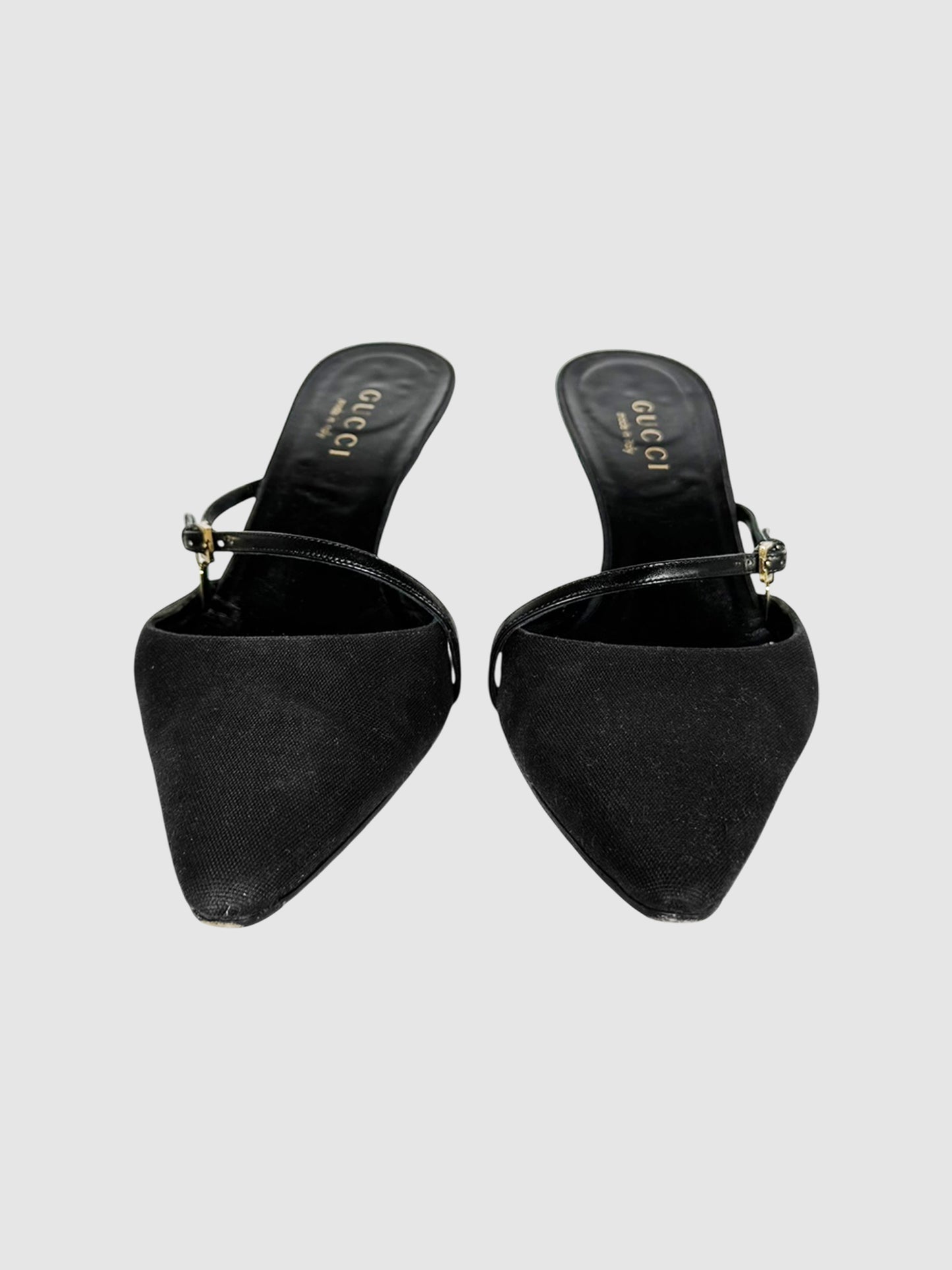 Buckle Canvas Mules