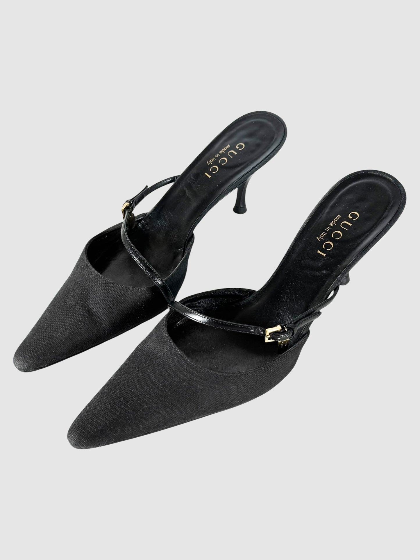 Buckle Canvas Mules