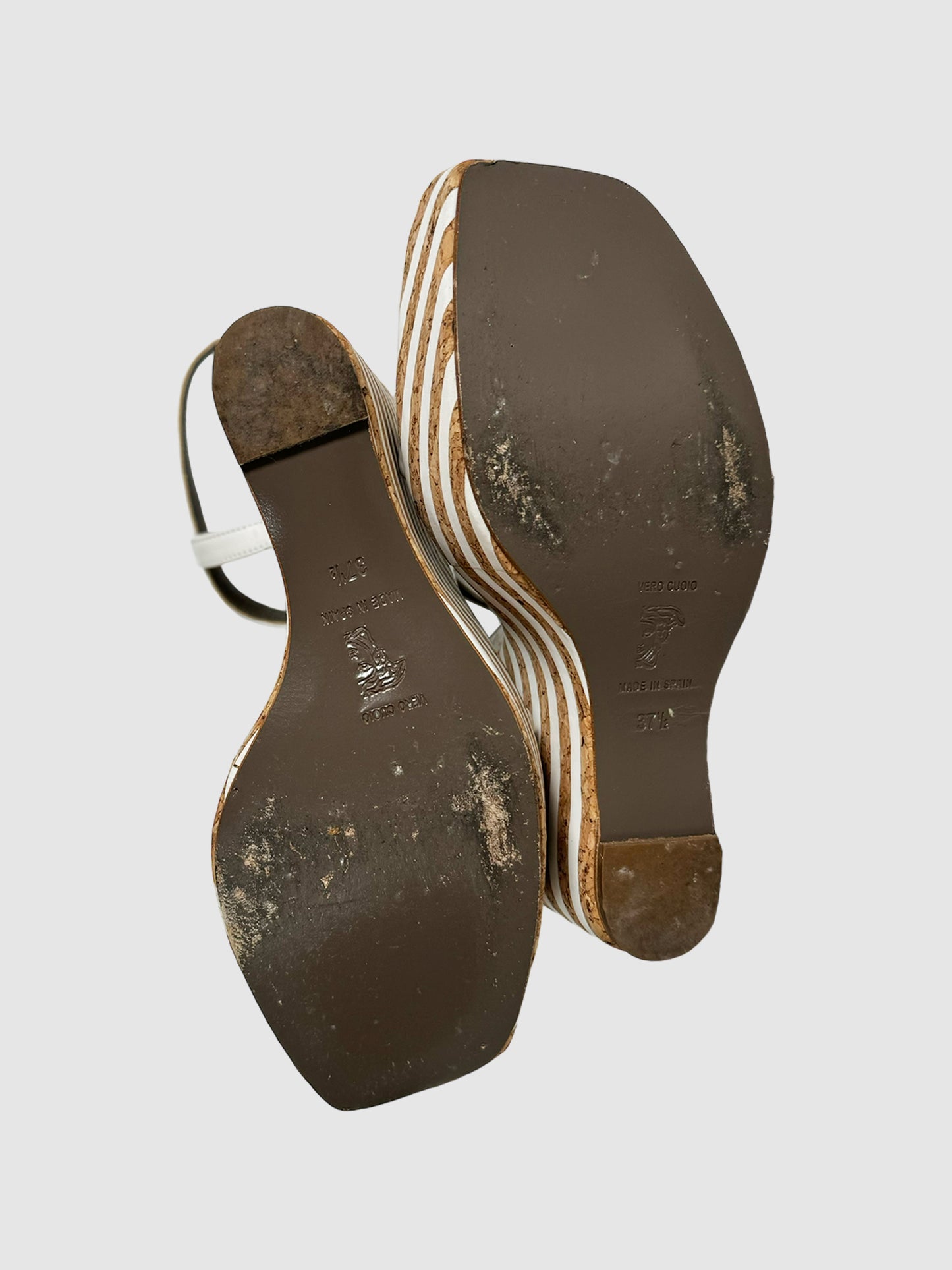 Patent Leather Platform Sandals - Size 38