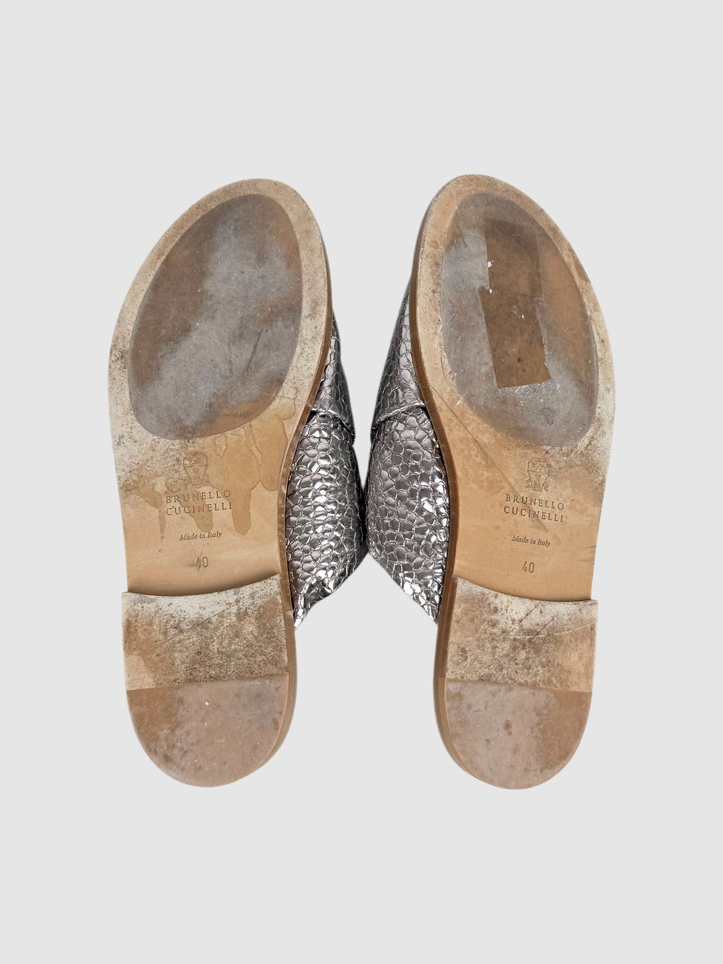 Metallic Leather Slides