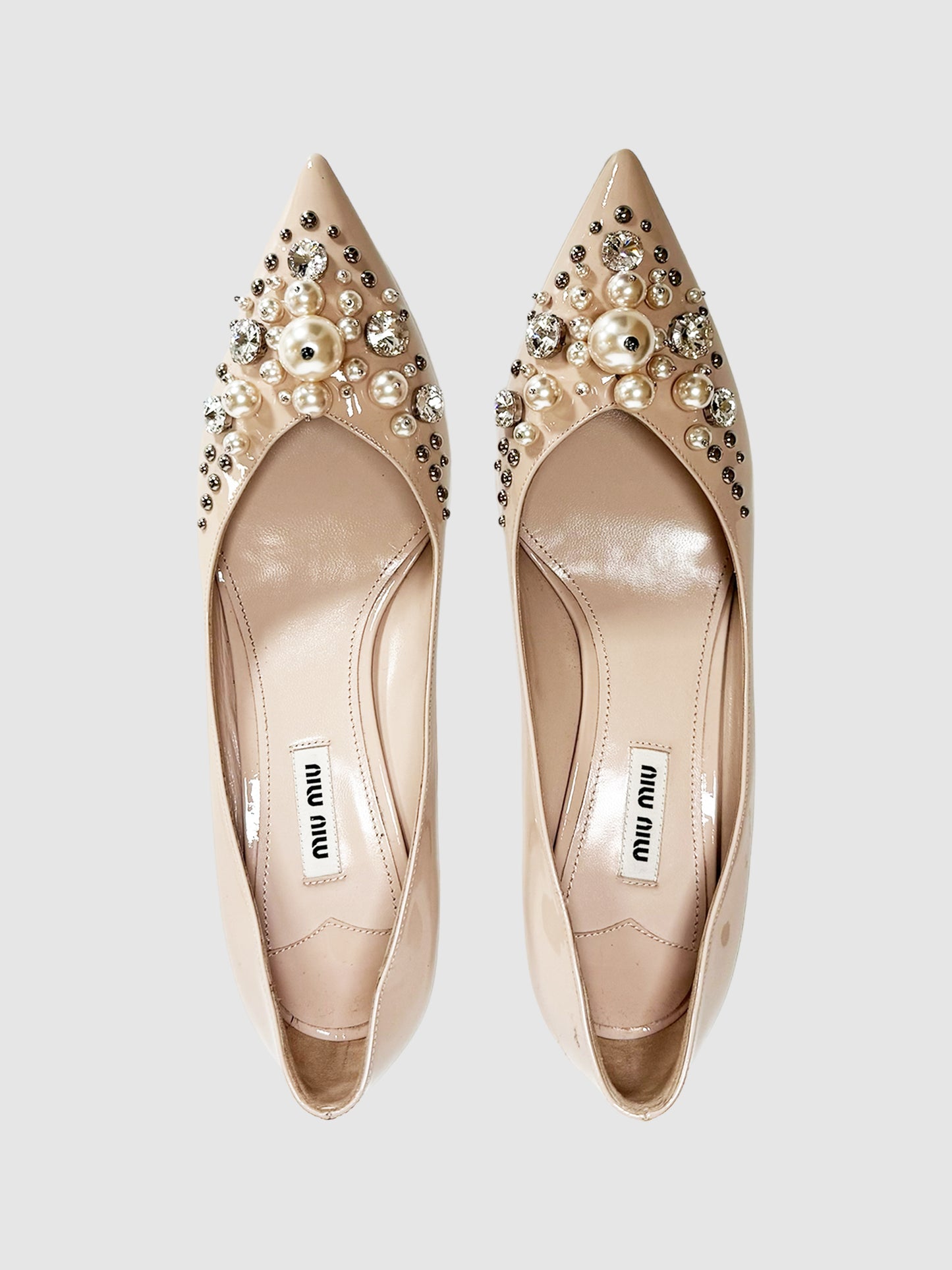 Patent Leather Pearl Pumps - Size 39.5
