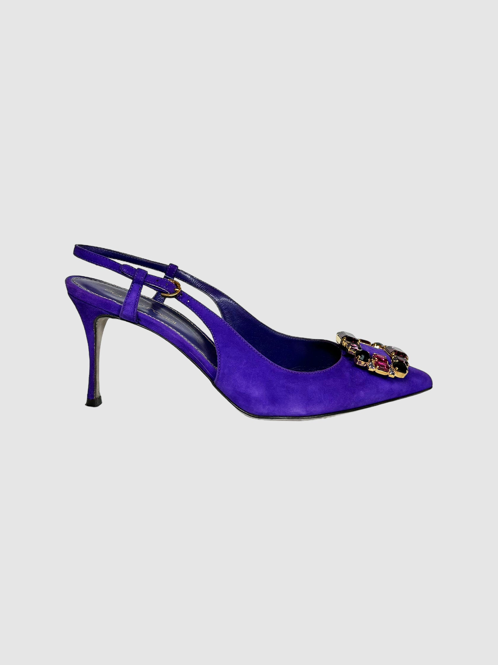 Suede Slingback Pumps - Size 37.5