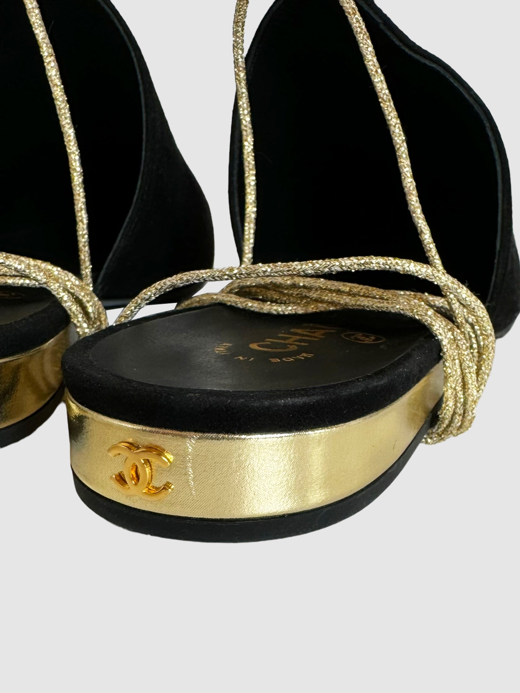 Suede with Cord Tie Mules - Size 40.5