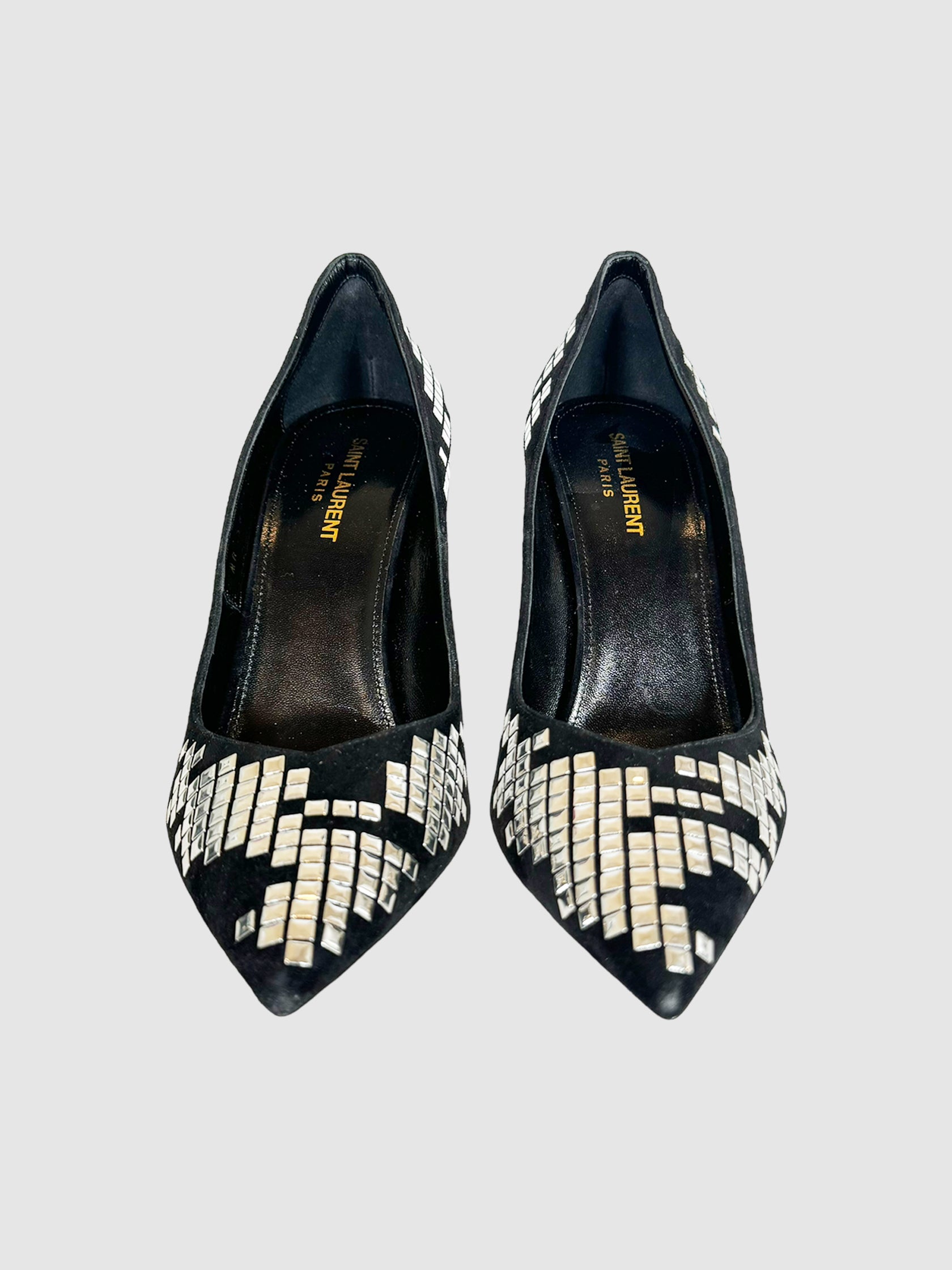 Suede Studded Pumps - Size 40