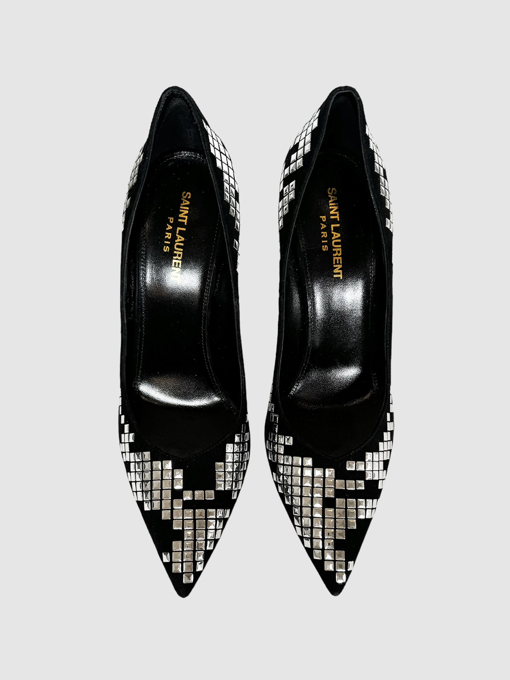 Suede Studded Pumps - Size 40