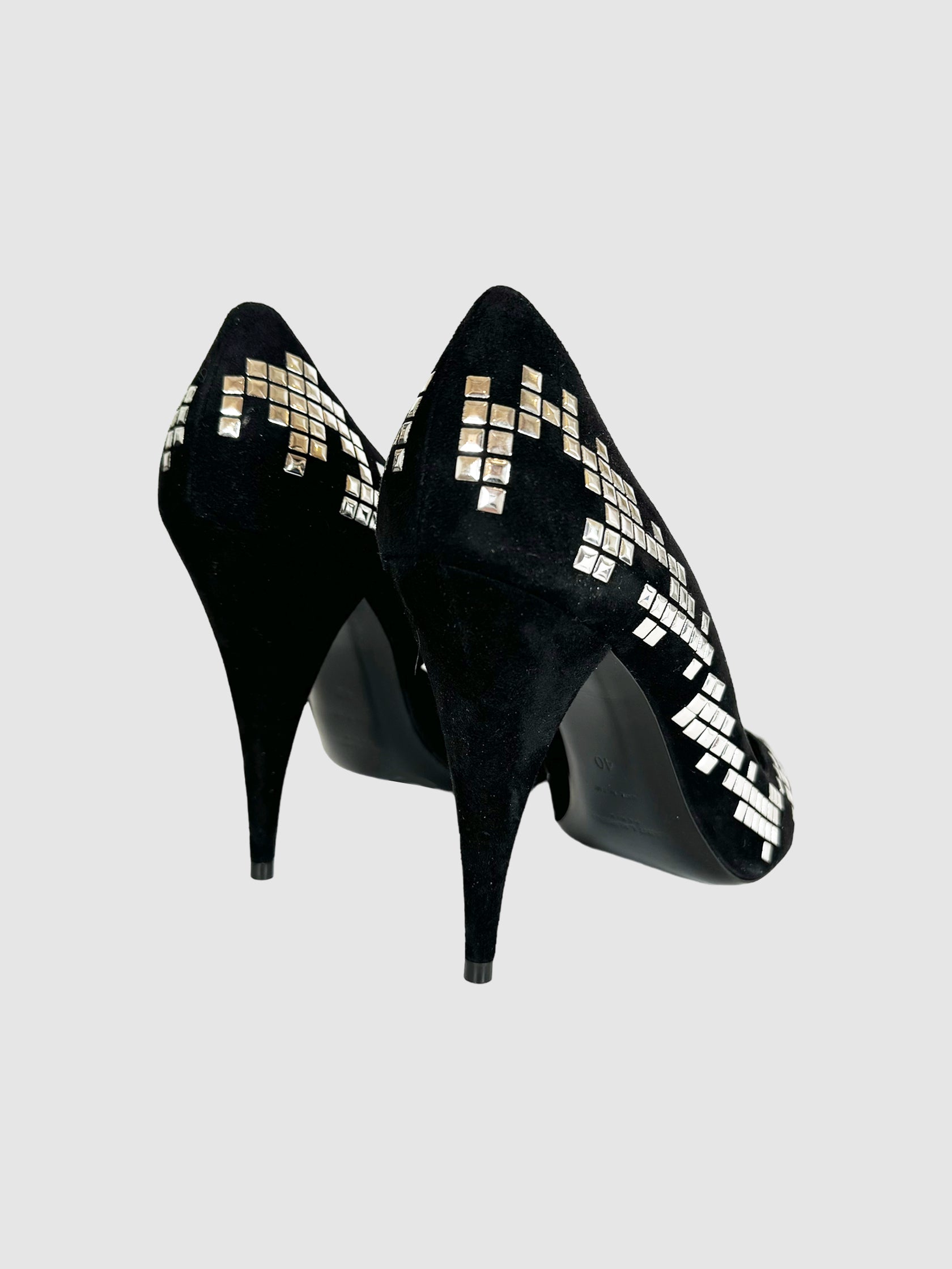 Suede Studded Pumps - Size 40