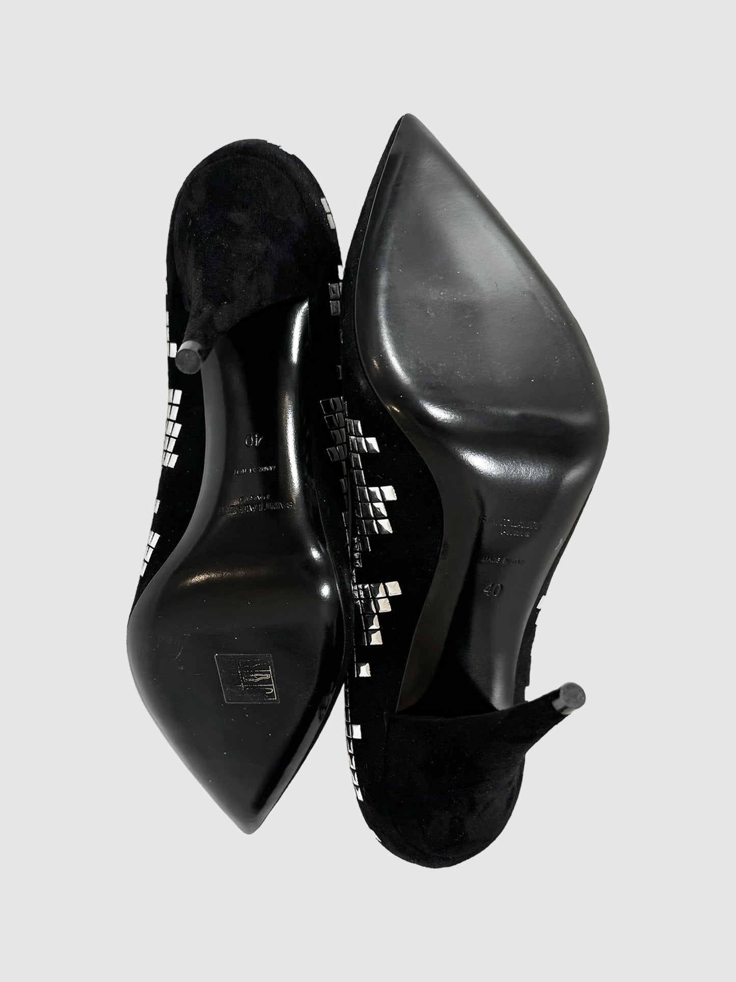 Suede Studded Pumps - Size 40