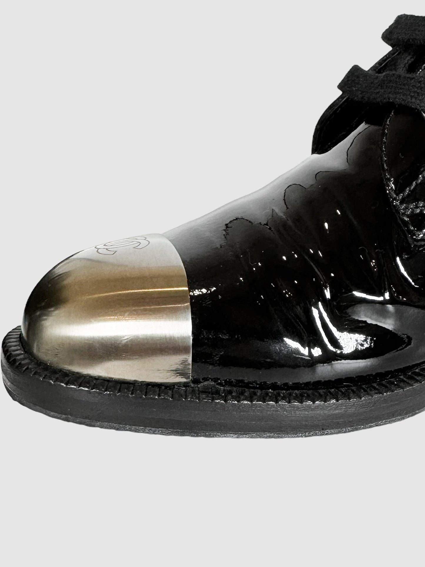 Patent Leather Combat Boots - Size 40