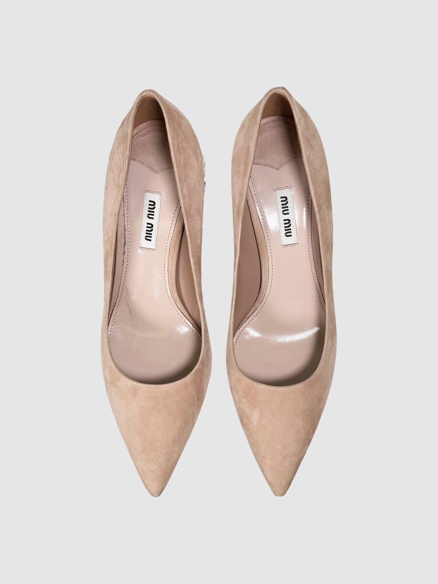 Suede Crystal Embellishment Pumps - Size 39
