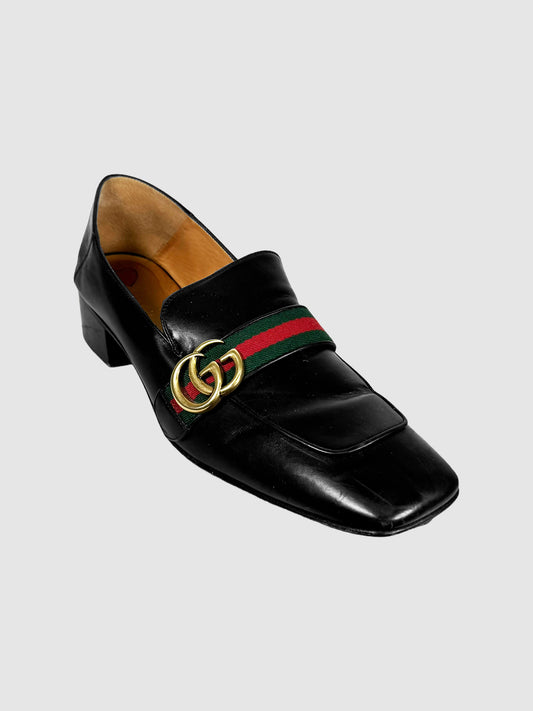 Double G Leather Loafers with Stripes - Size 42