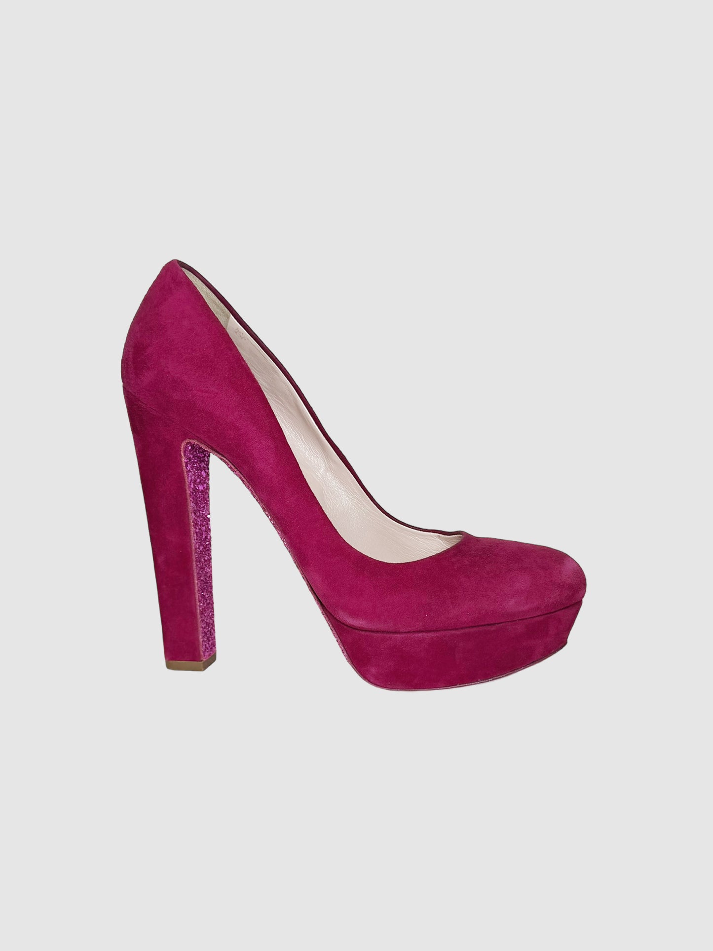 Glitter Heel Suede Pumps - Size 38.5