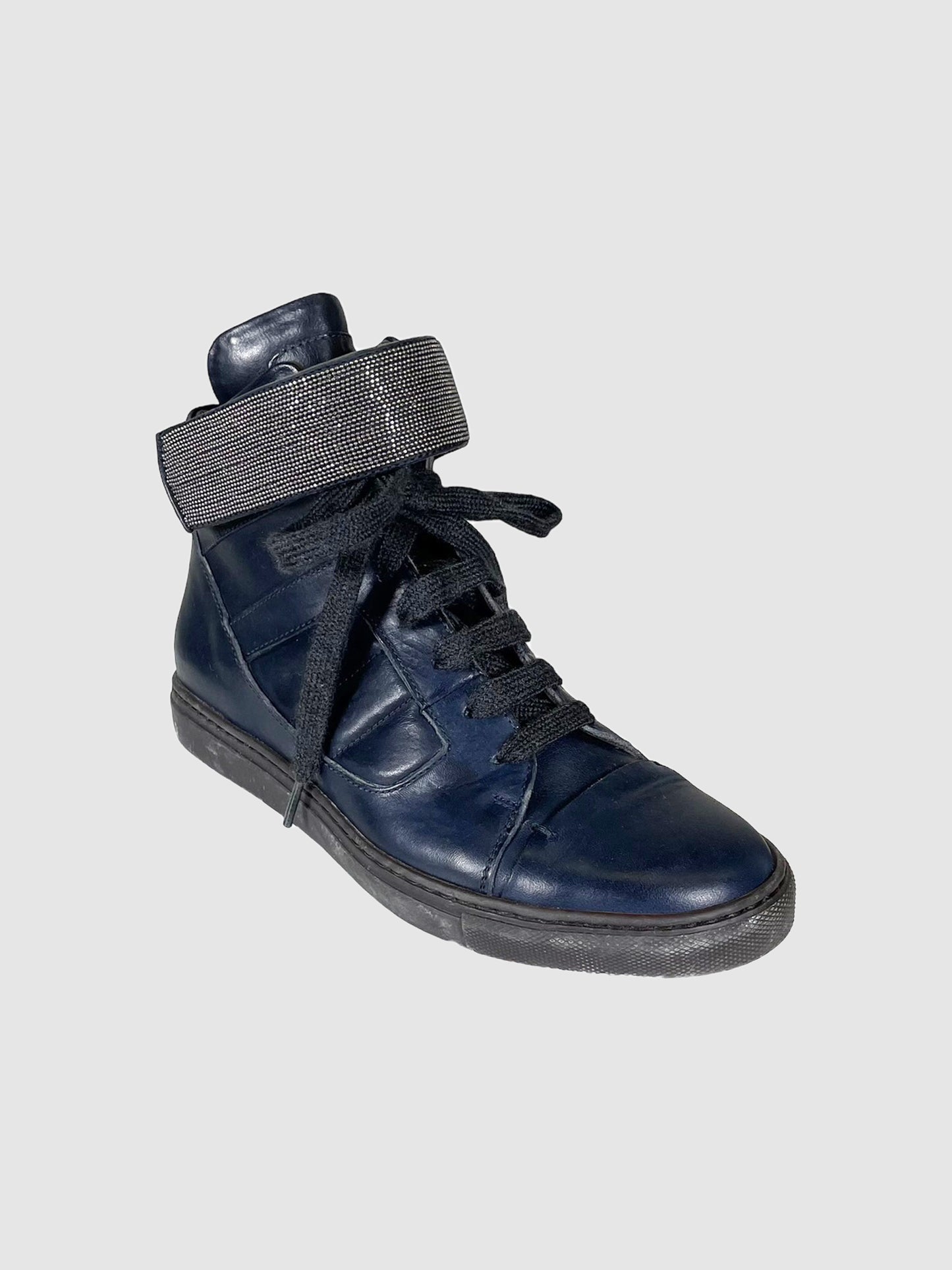 High Top Leather Sneakers - Size 36.5
