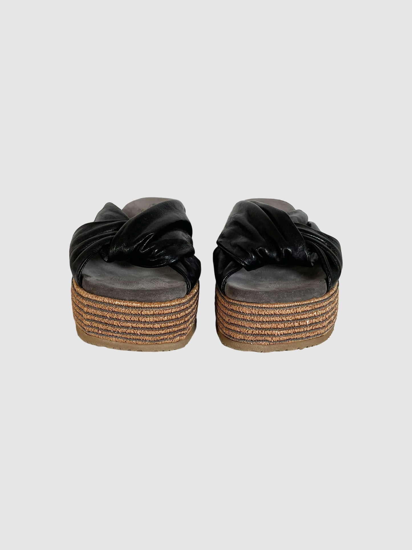 Leather Flatform Espadrilles - Size 41