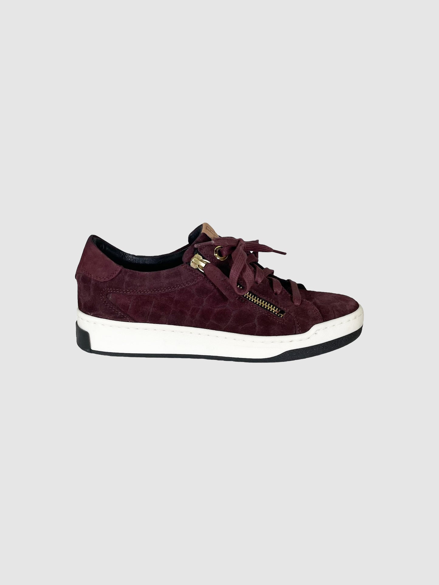 Suede Croc Embossed Sneakers - Size 36