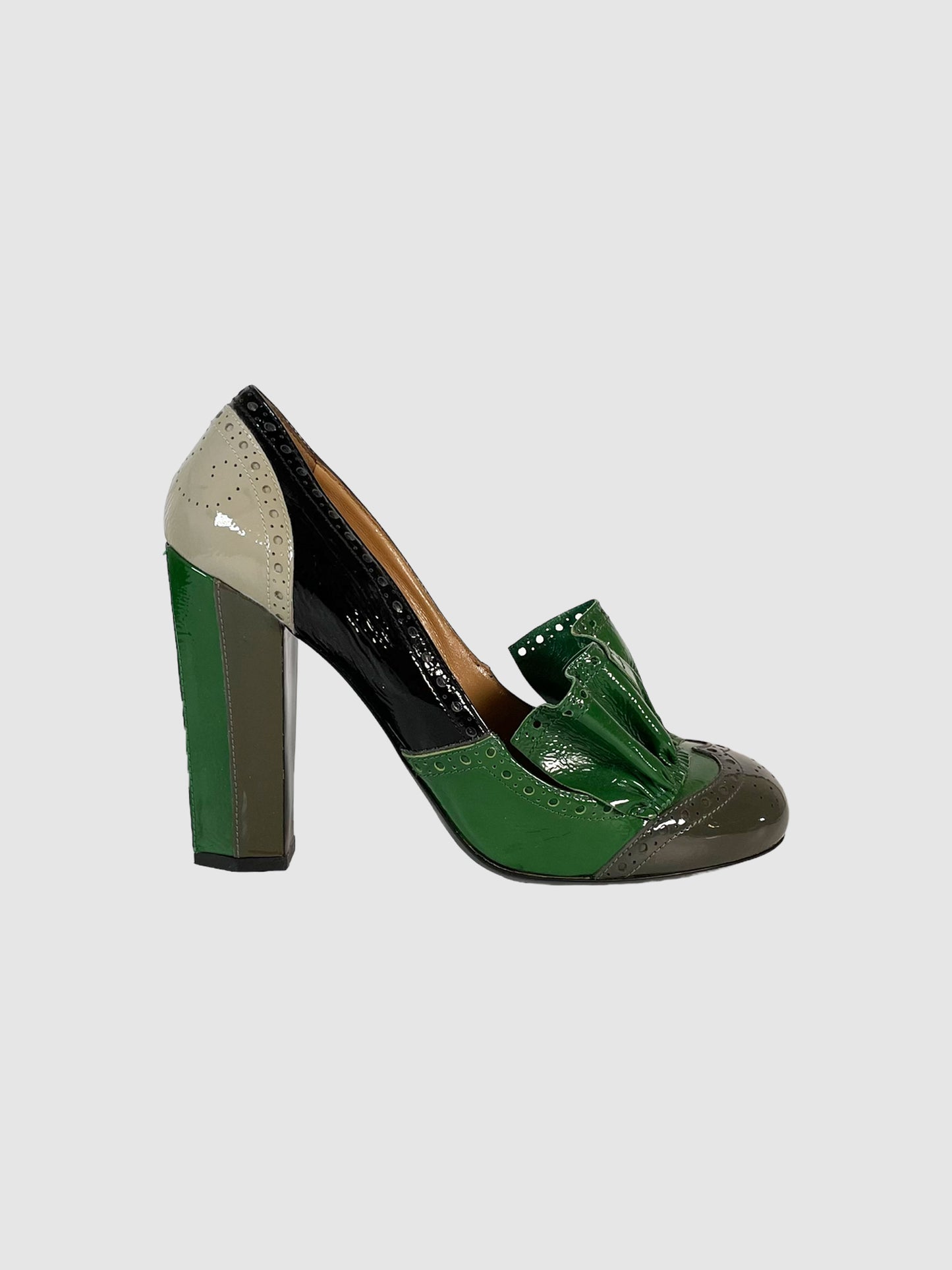 Patent Leather Ruffle Pumps - Size 38