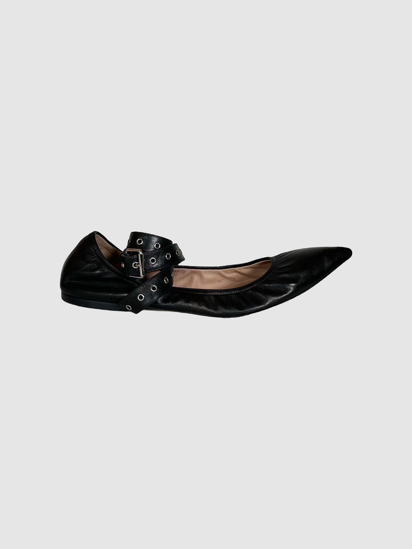 Love Latch Ankle Strap Scrunchie Ballerina Flats - Size 40