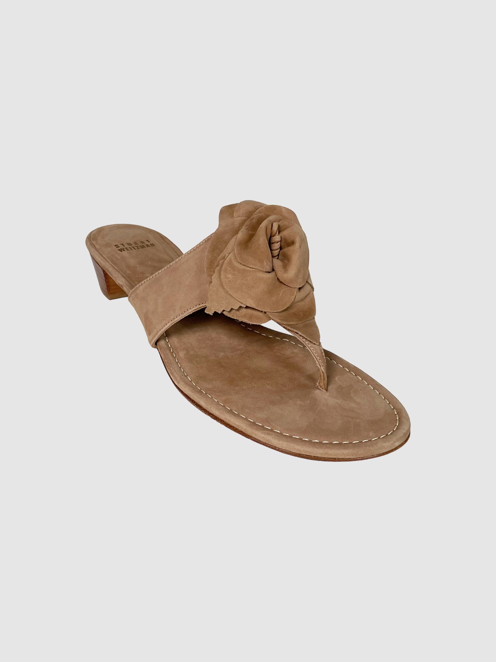 Stuart Weitzman Suede Rosette Sandals - Size 10