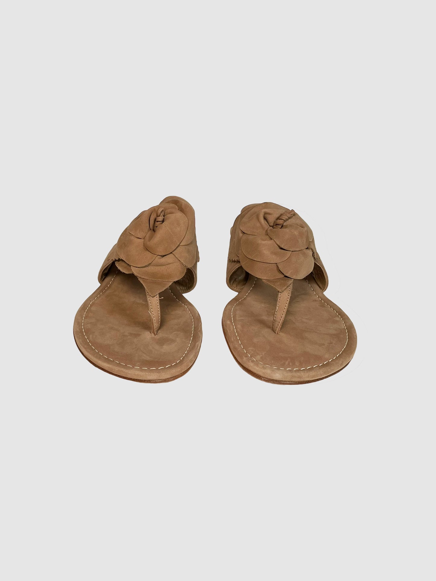 Stuart Weitzman Suede Rosette Sandals - Size 10