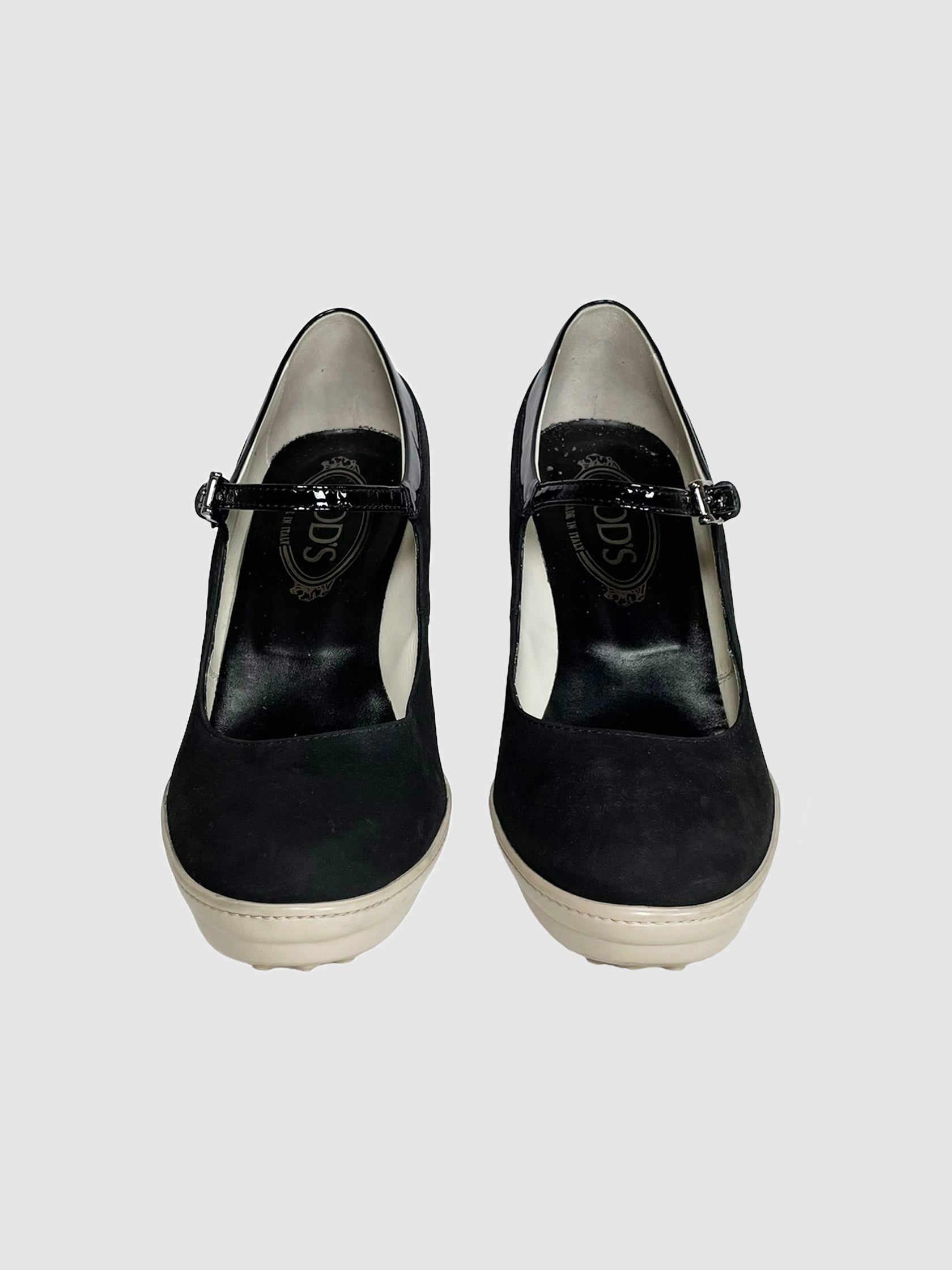Tod's Black Suede Leather Mary Janes - Size 37
