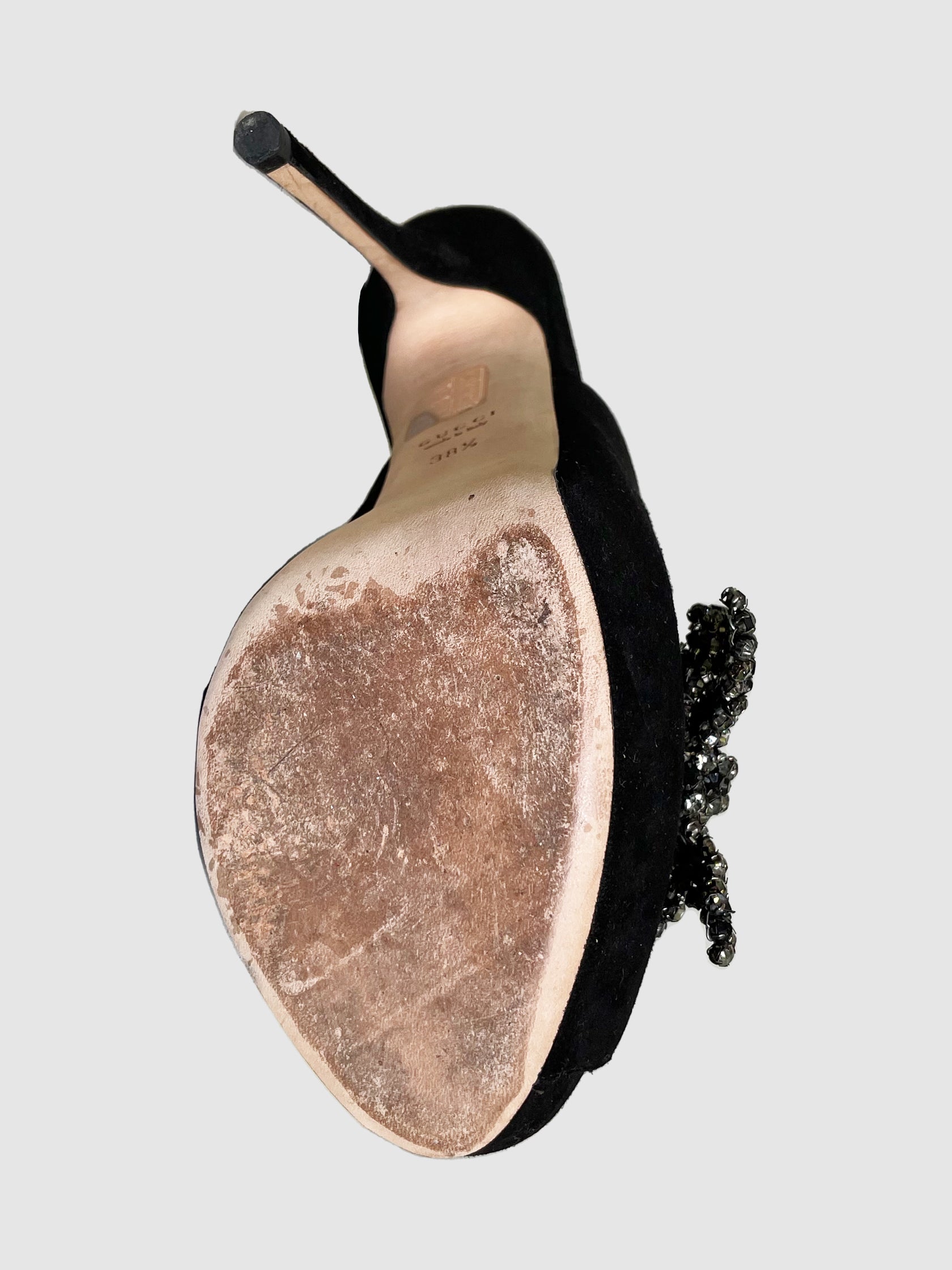 Suede Slingback Platform Pumps - Size 38.5