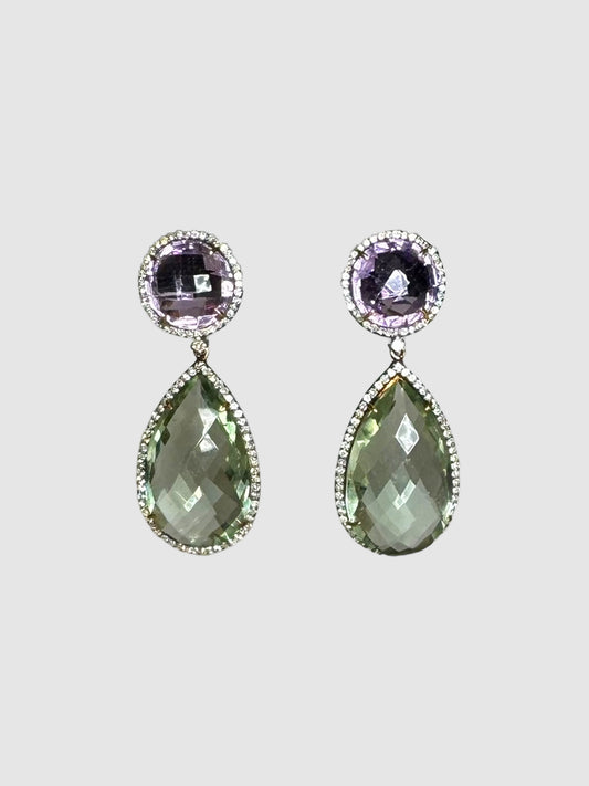 Victorian Diamond Amethyst Drop Earrings