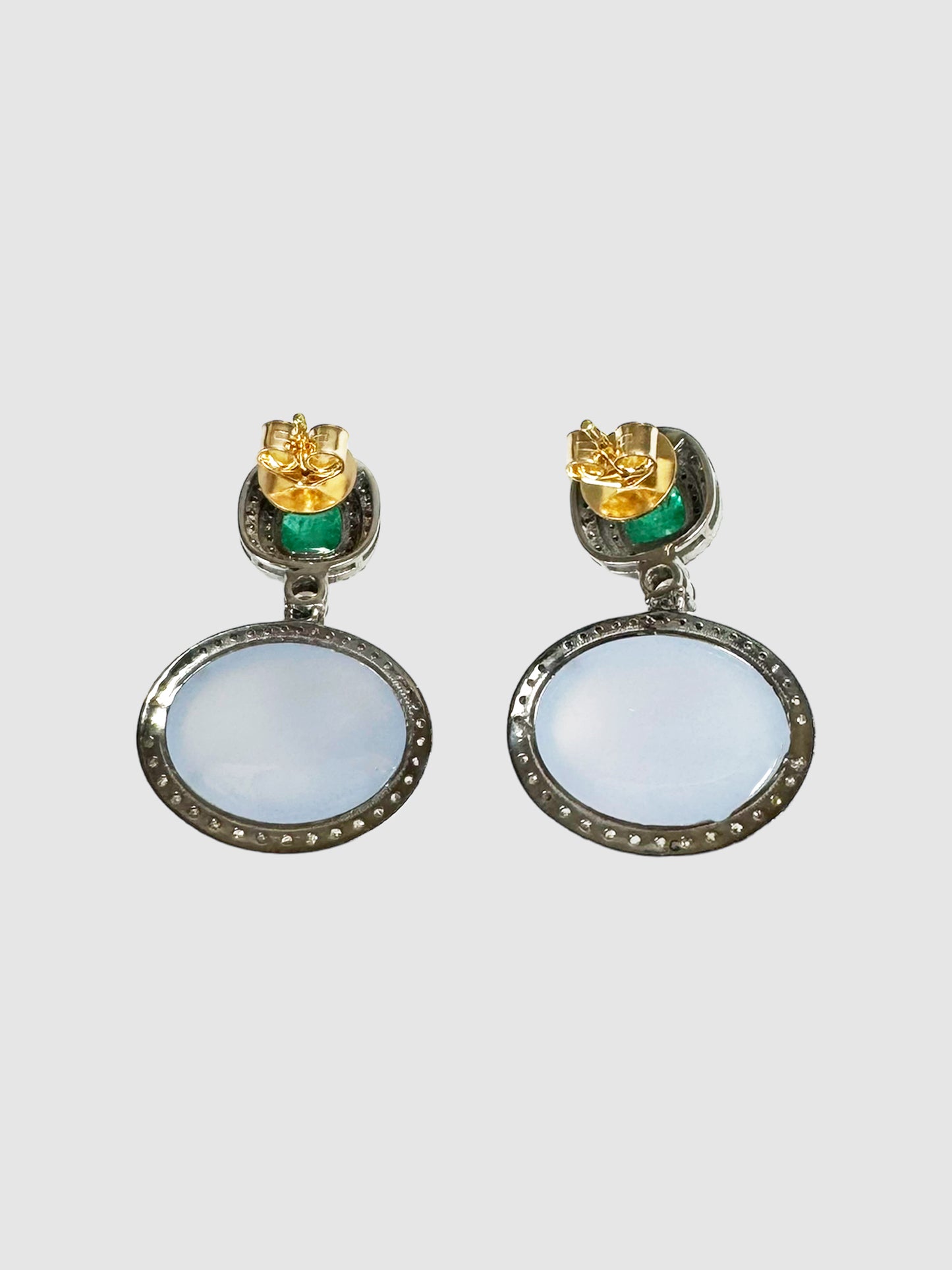 Victorian Emerald and Chalcedony Earrings