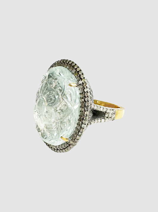 Victorian Diamond and Aquamarine Ring