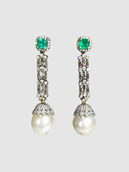 Victorian Emerald and Pearl Earrings