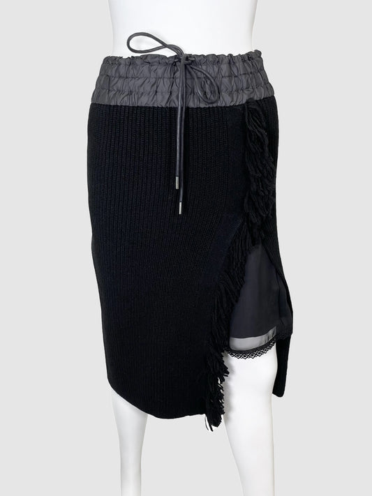 Knit Midi Skirt with Fringe Slit - Size XS