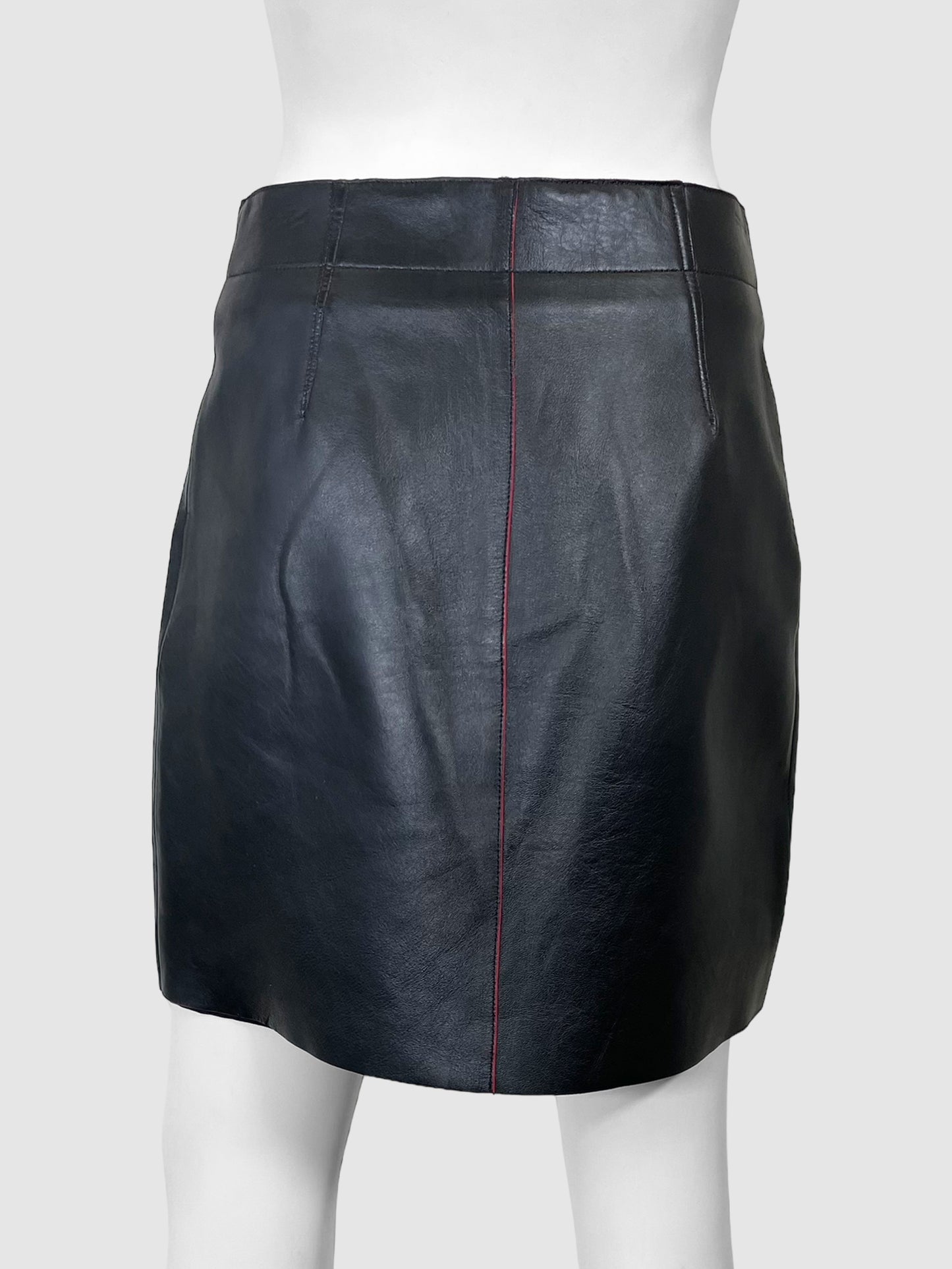 Leather Button-Up Mini Skirt - Size 1