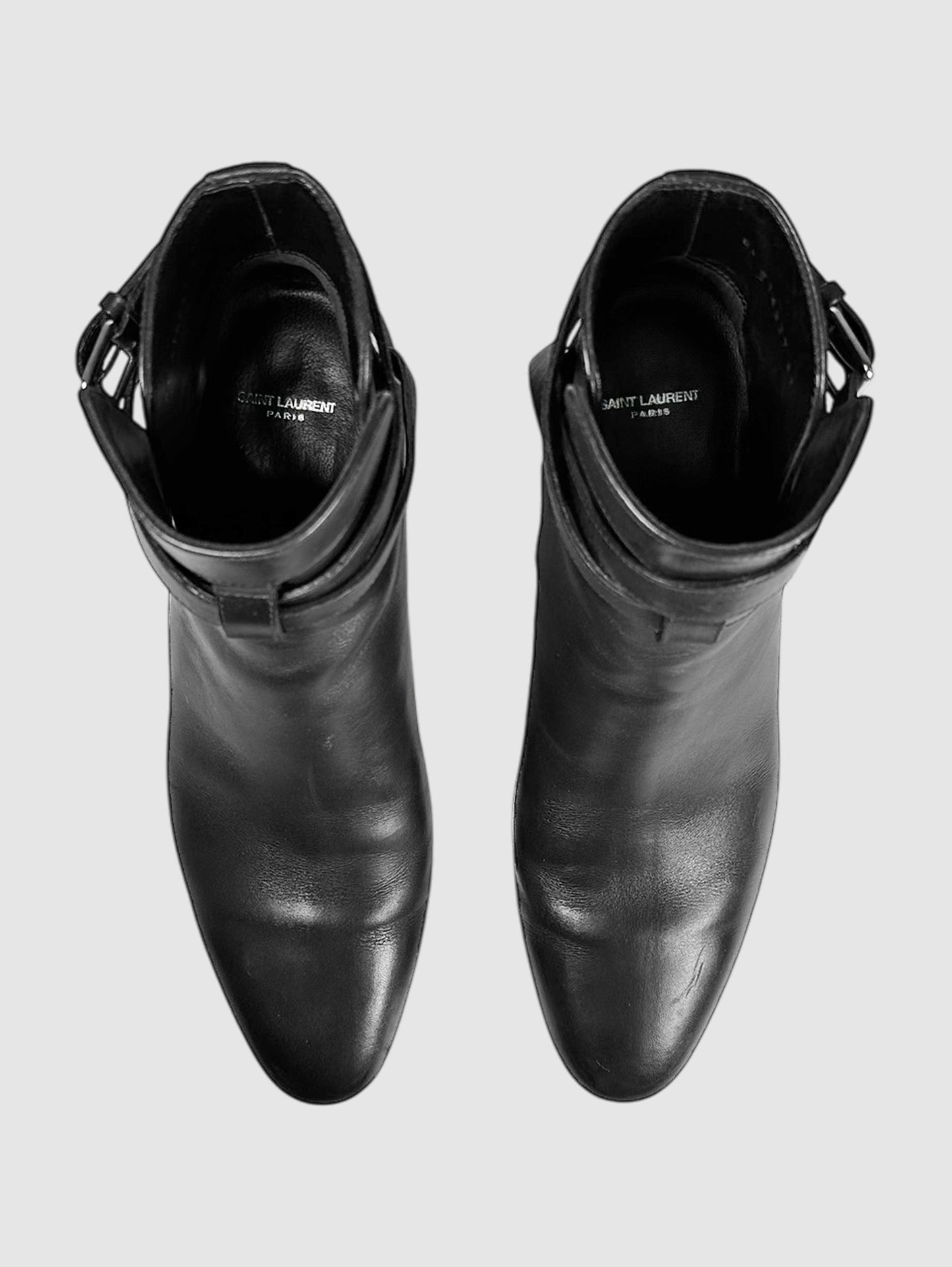 Buckle Strap Heeled Ankle Boots - Size 37