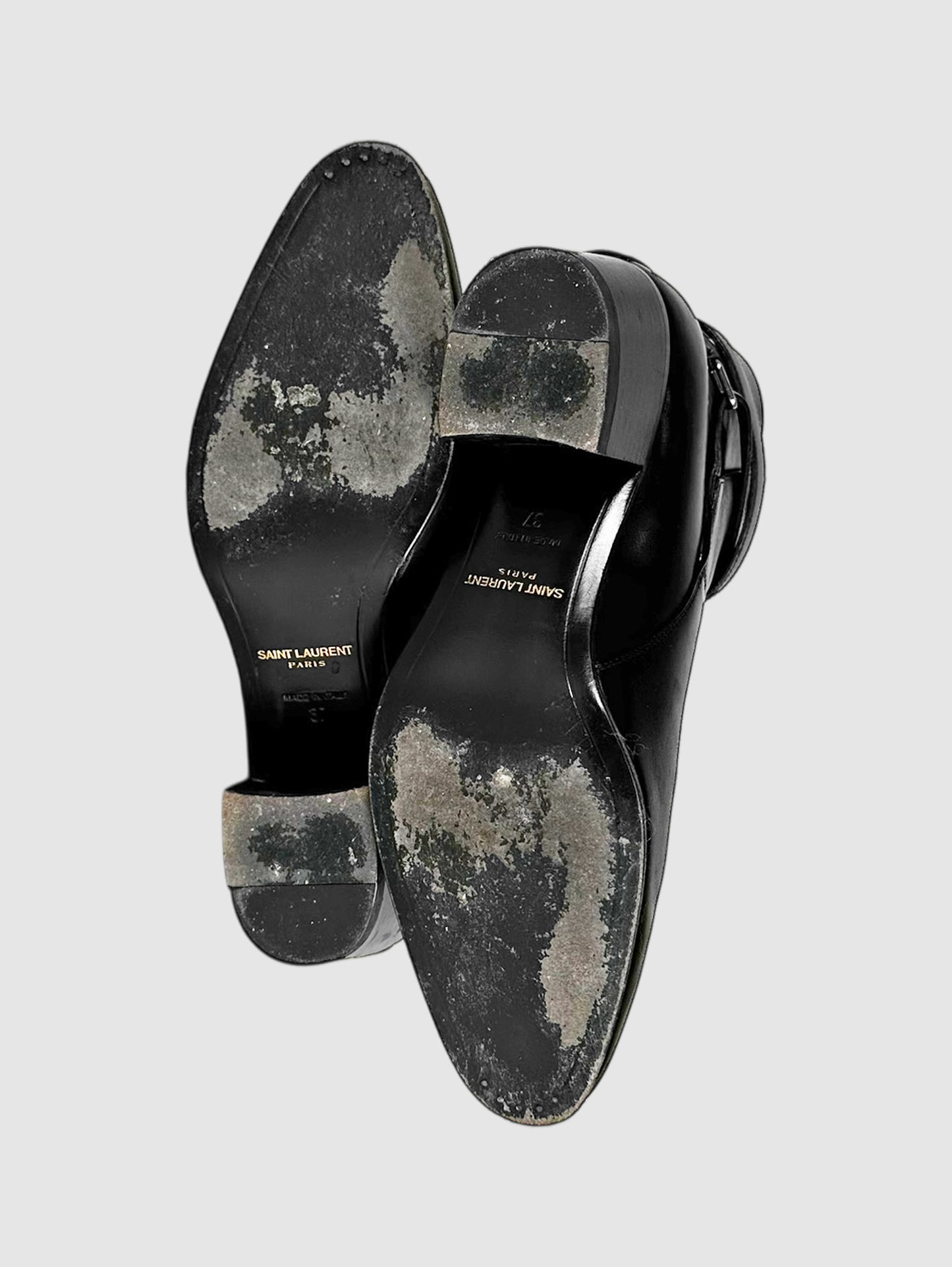Buckle Strap Heeled Ankle Boots - Size 37