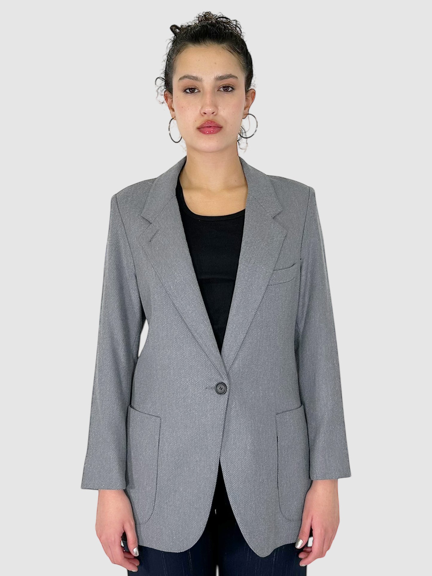Wool Twill Single Button Blazer