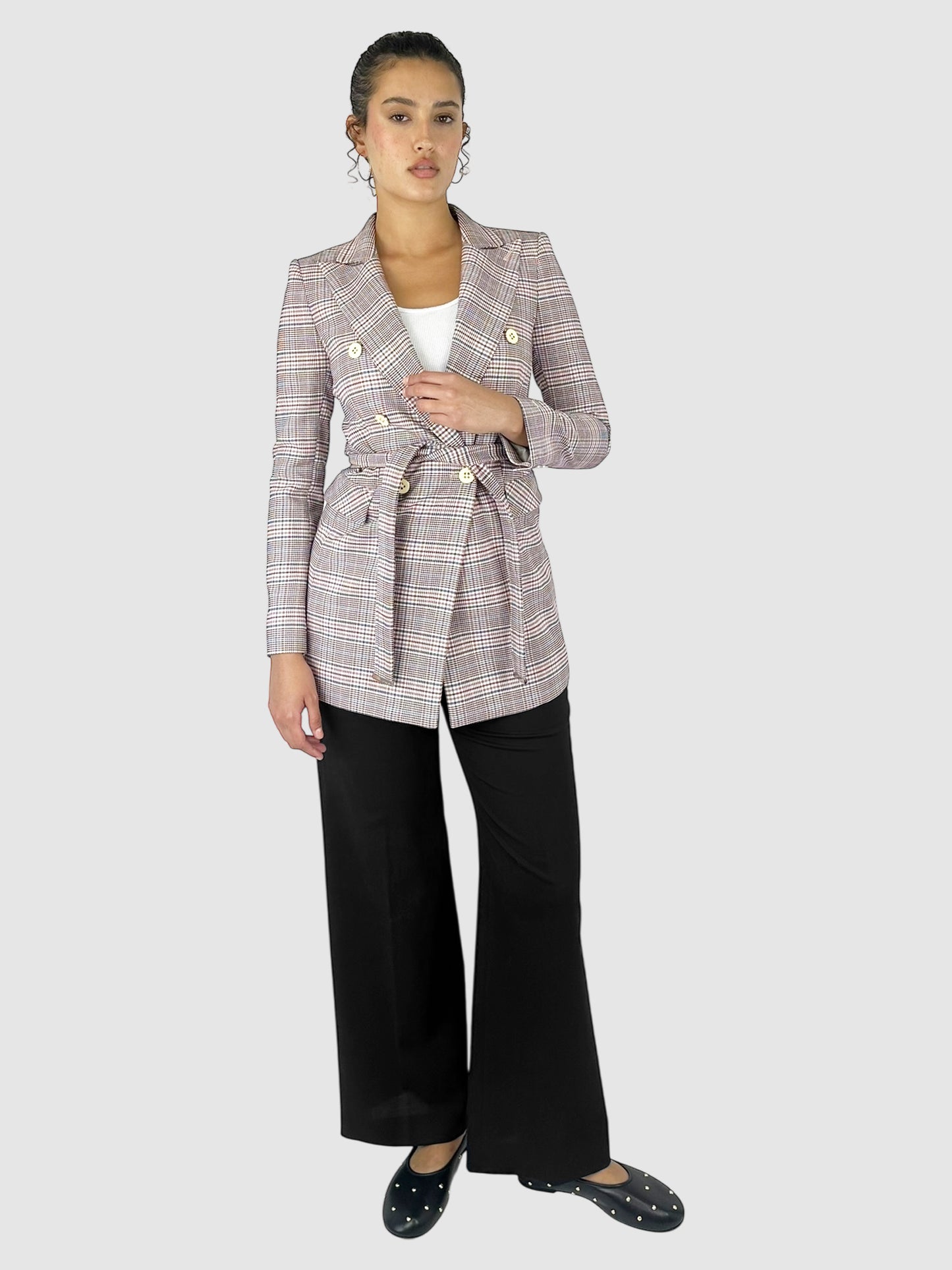 Plaid Belted Blazer