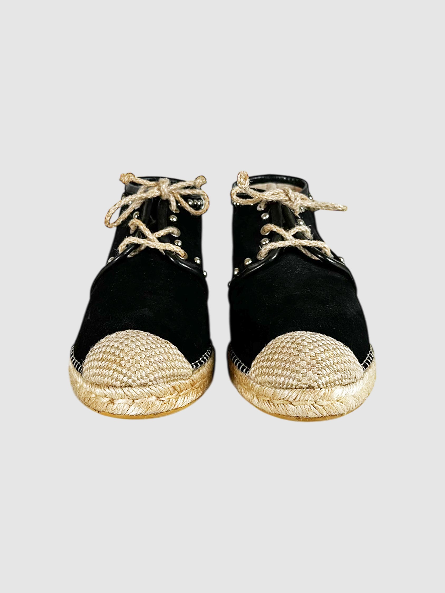 Studded Lace-Up Espadrilles