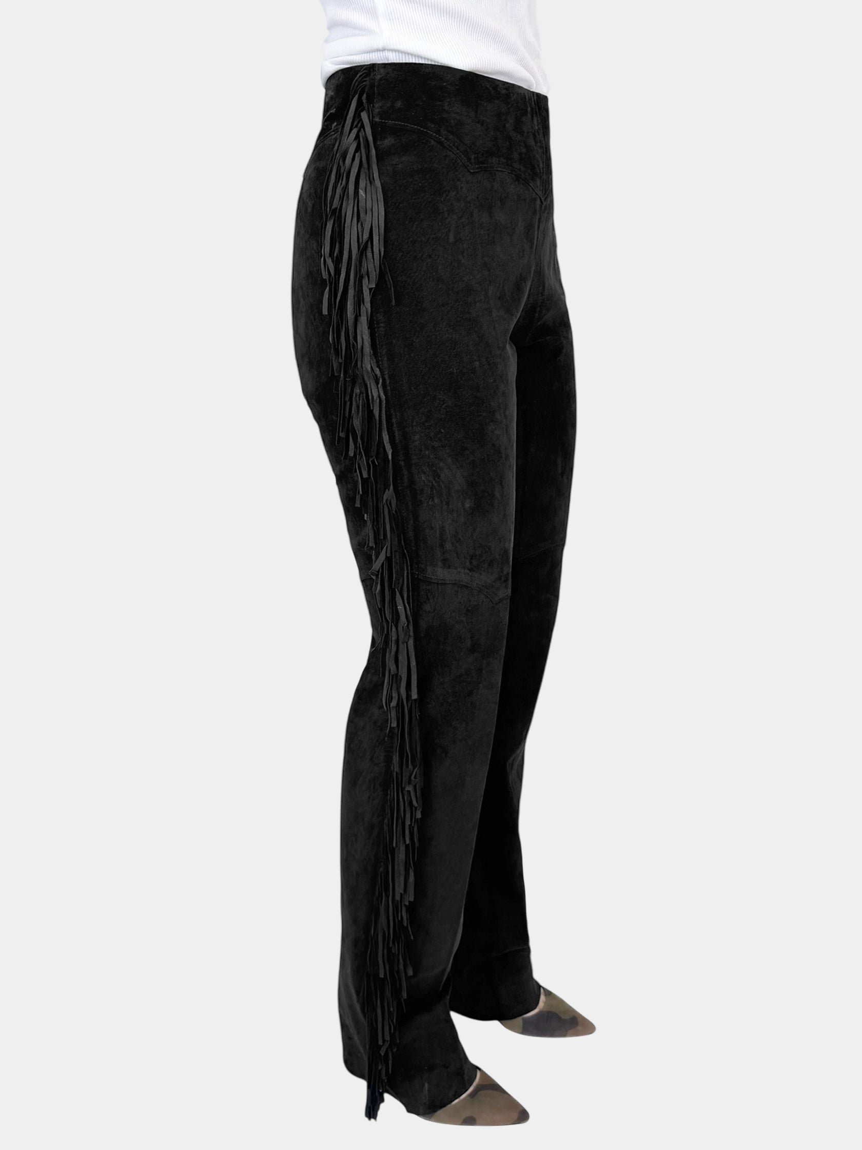 Suede Fringe Pants - Size 6