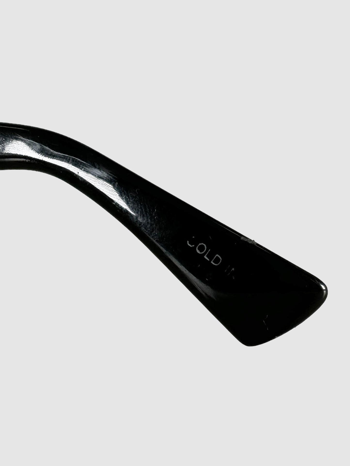 Rectangular Buckle Leather Sunglasses