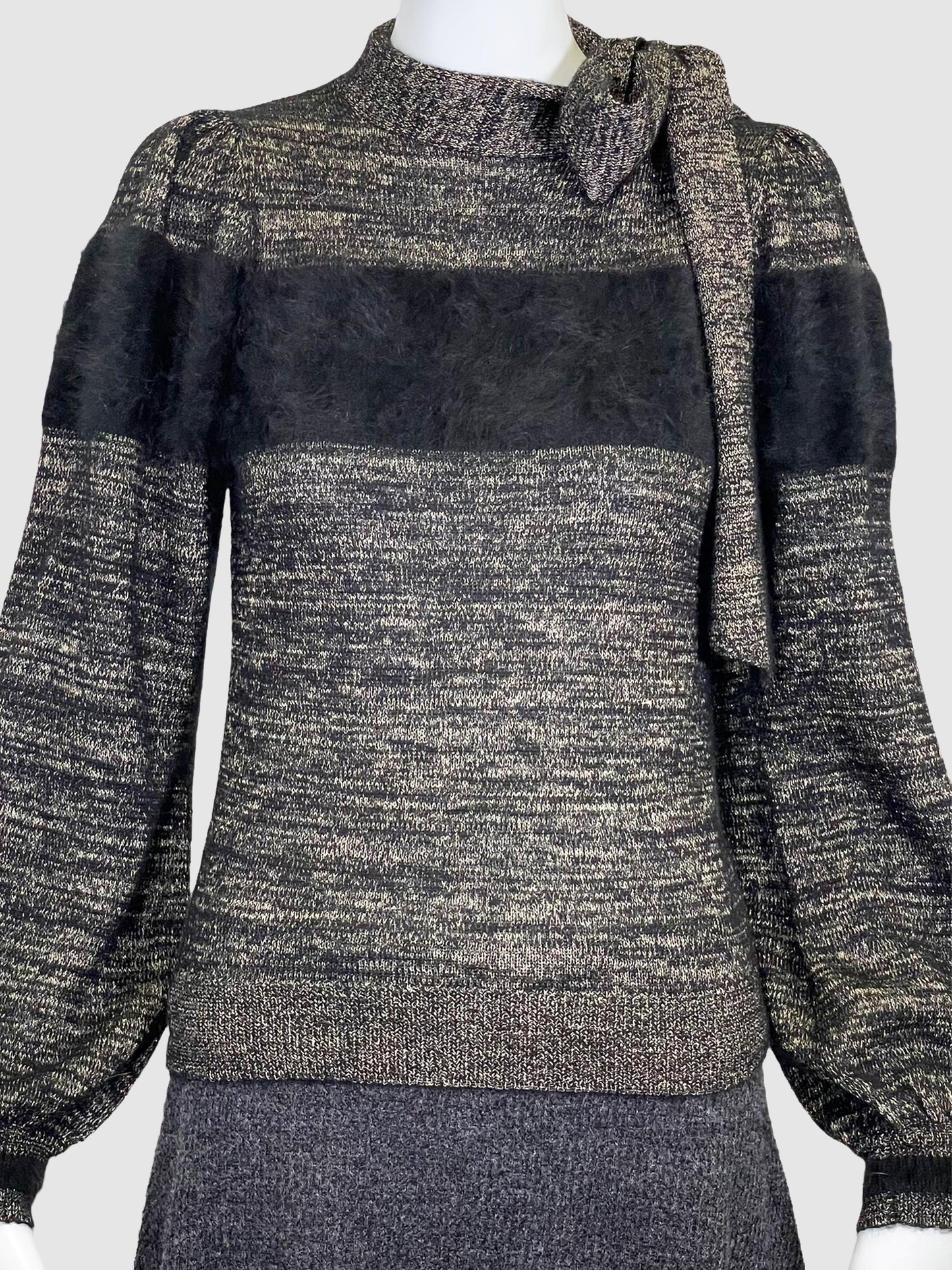 Mock Neck Sweater with Tie - Size S