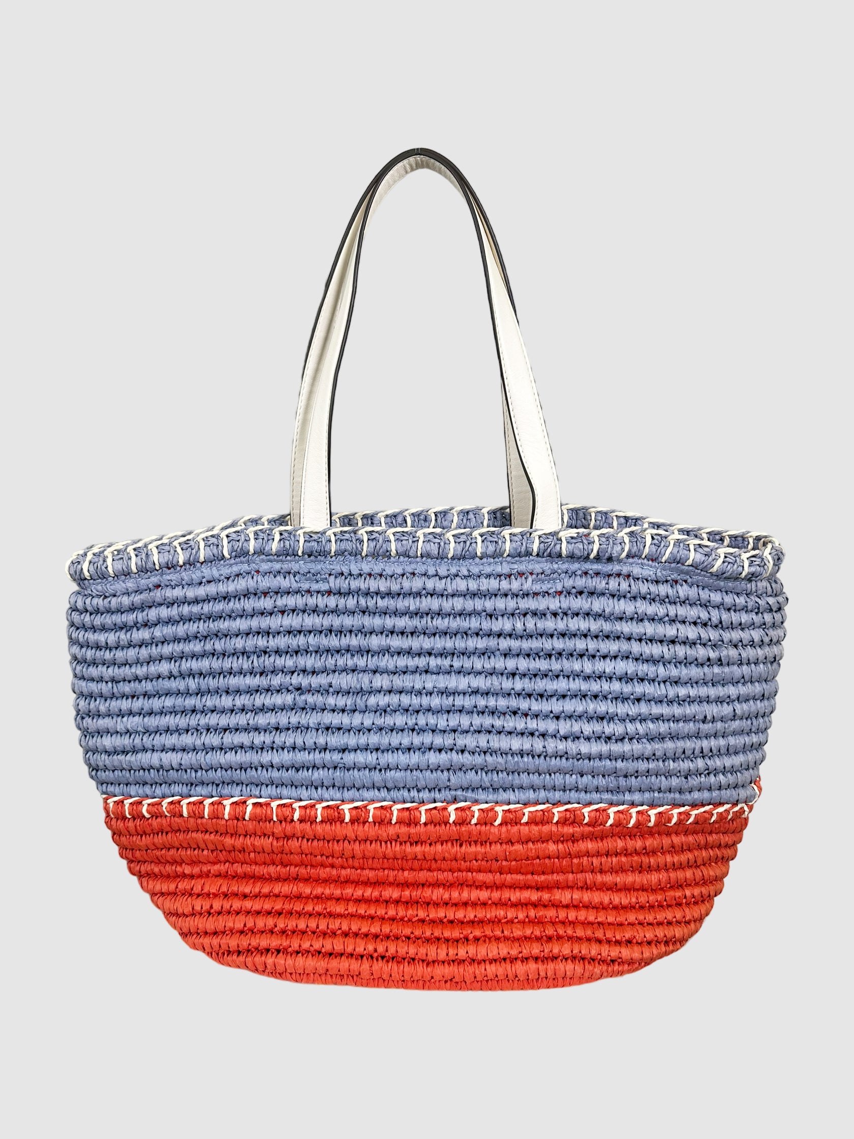 Tory Burch Leather-Trimmed Straw Tote Bag