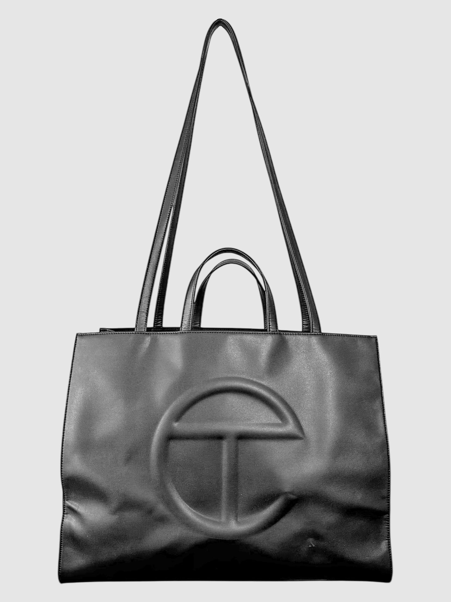 Telfar Black Vegan Leather Large Tote Bag Shoulder Bag Travel Luxury Designer Secondhand Consignment Toronto