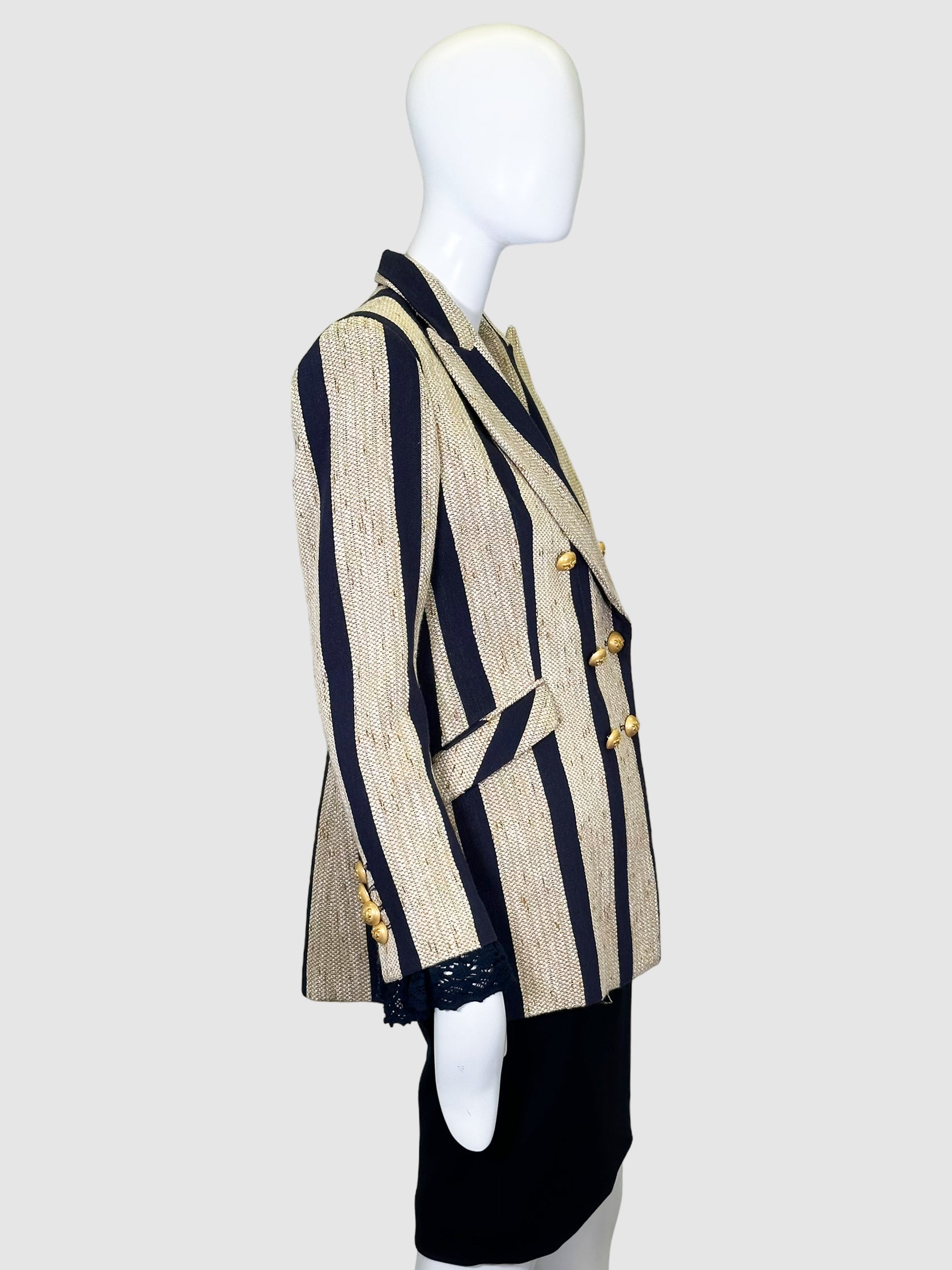 Stripe Tweed Blazer - Size 42(L)