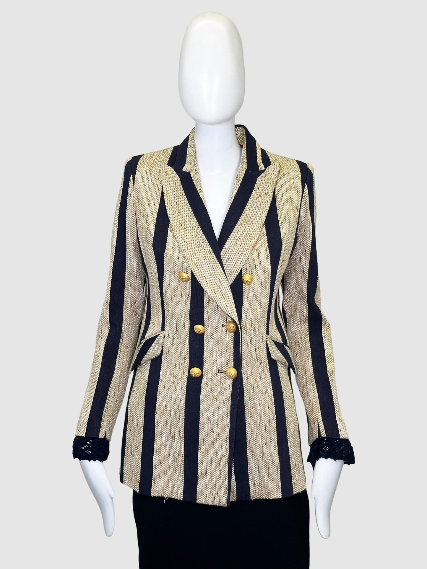 Stripe Tweed Blazer - Size 42(L)